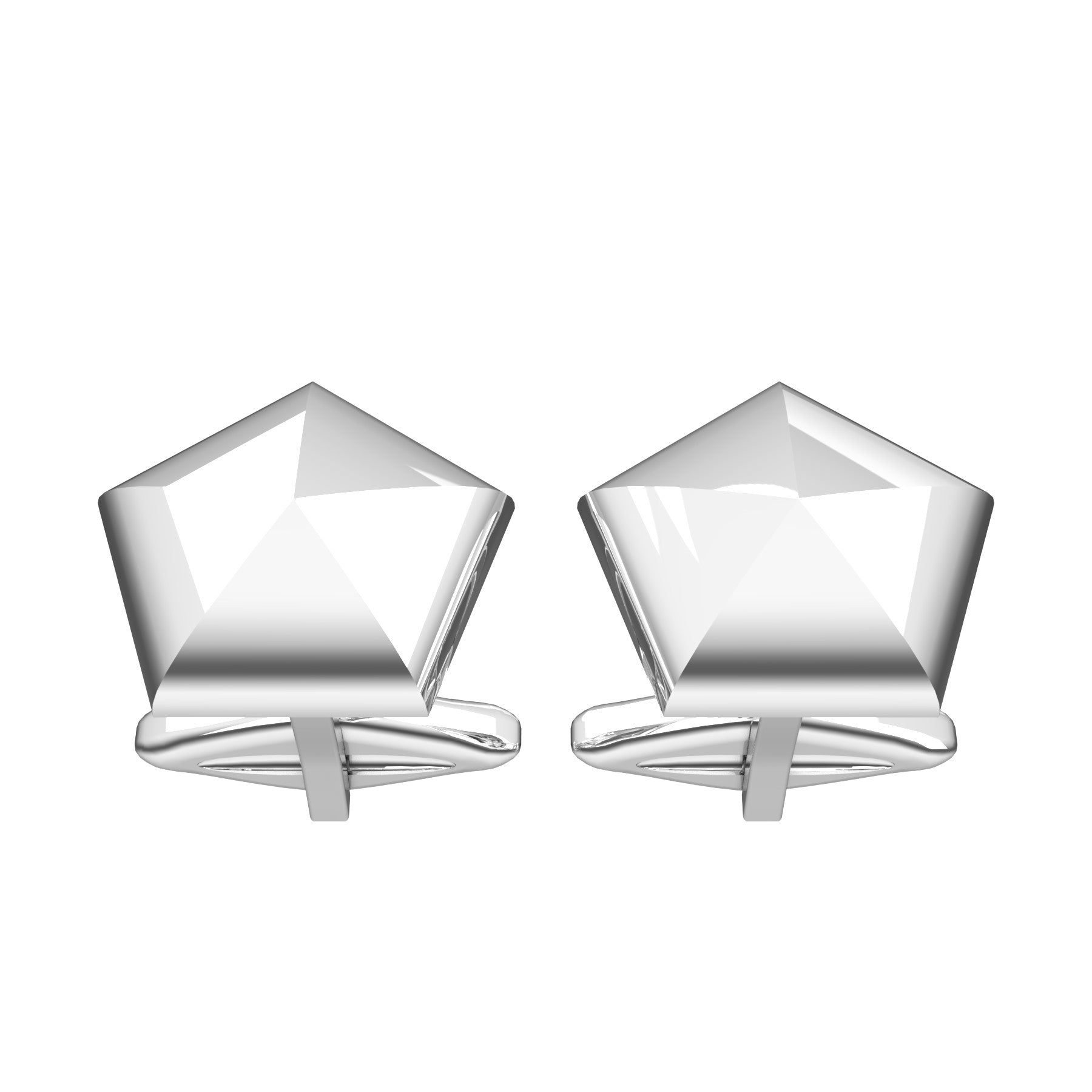 domed pentagonal cufflinks,18 K white gold, weight about 11,0 g (0.39 oz) size 16,1x15,3x4 mm