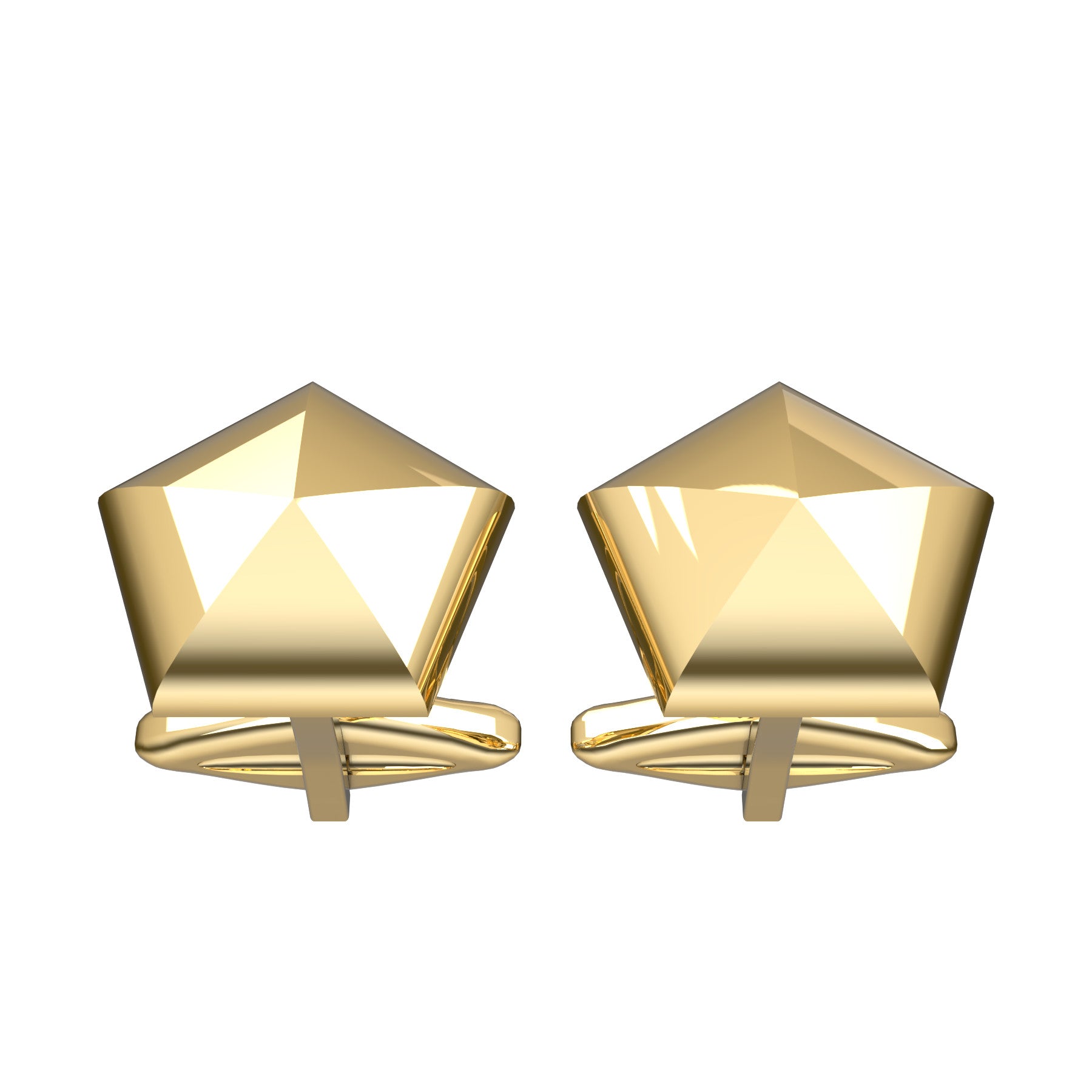 domed pentagonal cufflinks,18 K yellow gold, weight about 10,1 g (0.36 oz) size 16,1x15,3x4 mm