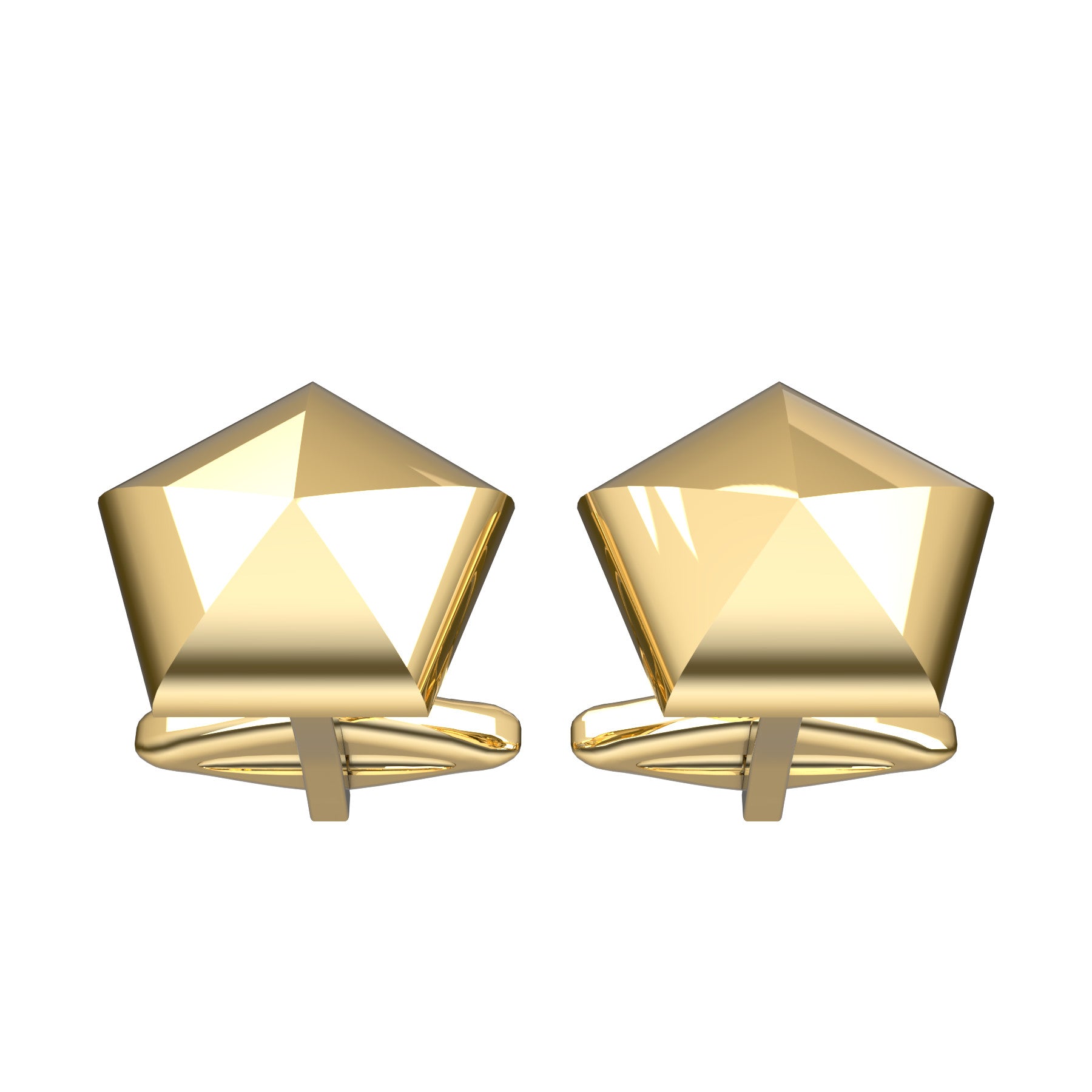 domed pentagonal cufflinks,18 K yellow gold, weight about 10,1 g (0.36 oz) size 16,1x15,3x4 mm 