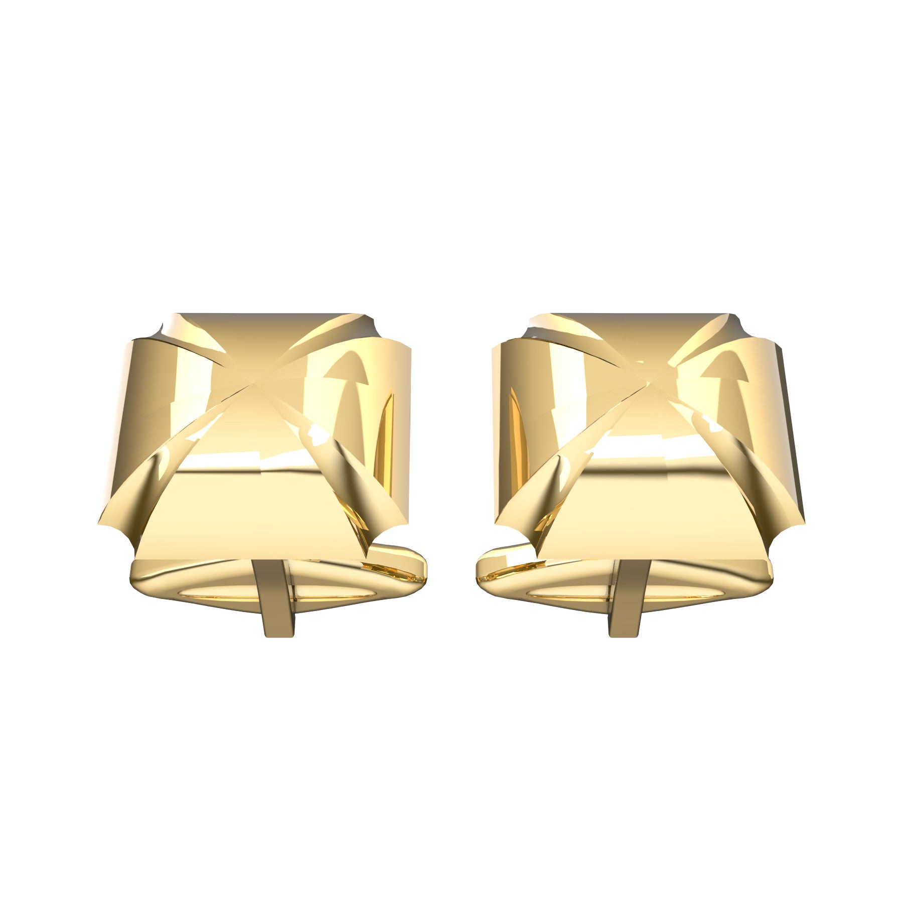 rounded square, 18 K yellow gold, weight about 10,5 g (0.37 oz) size 15x15x4 mm