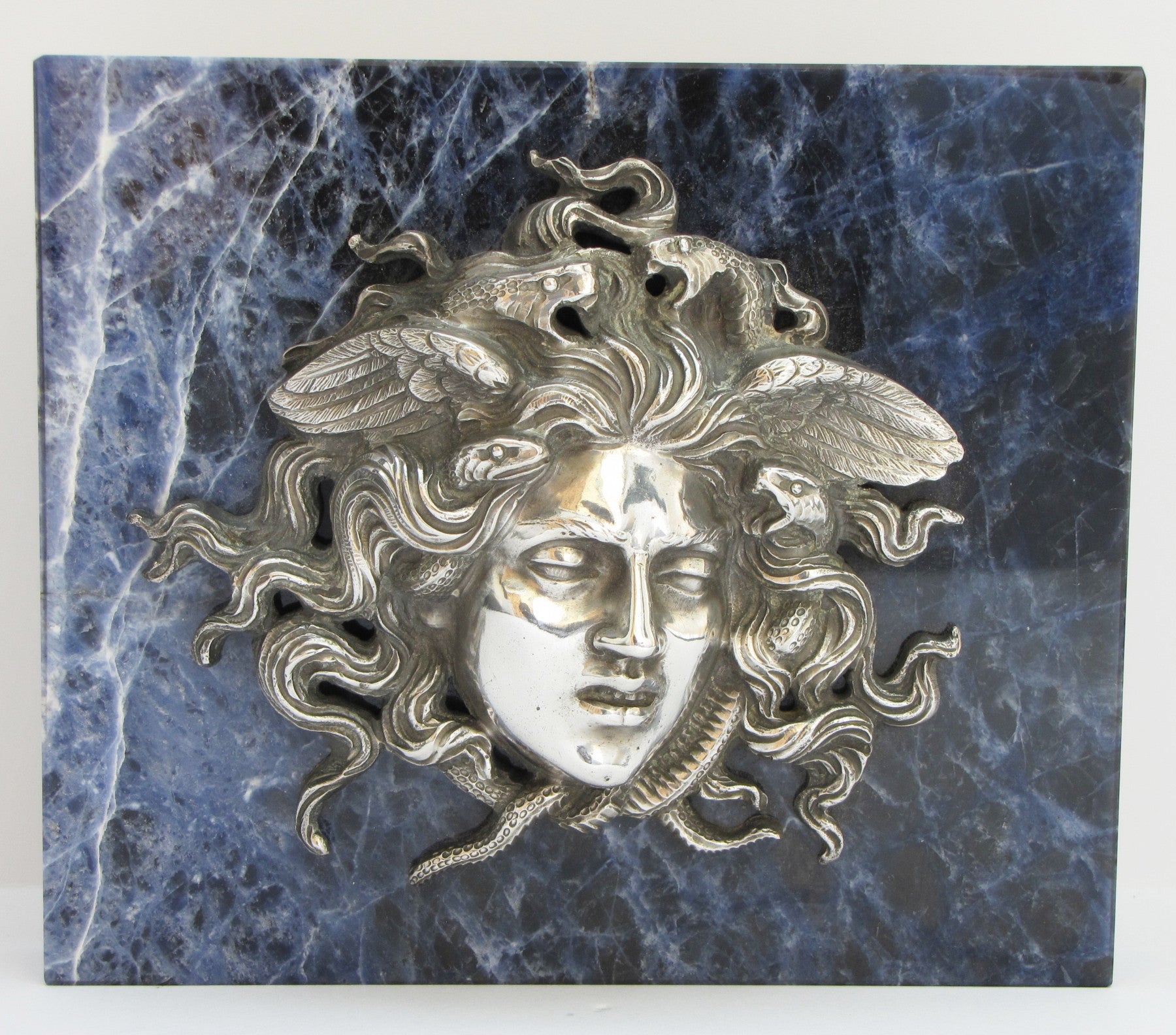 medusa head paperweight, large, 800/1000 silver, weight about 896 g. (31,60 oz), size 110x130x38 mm
