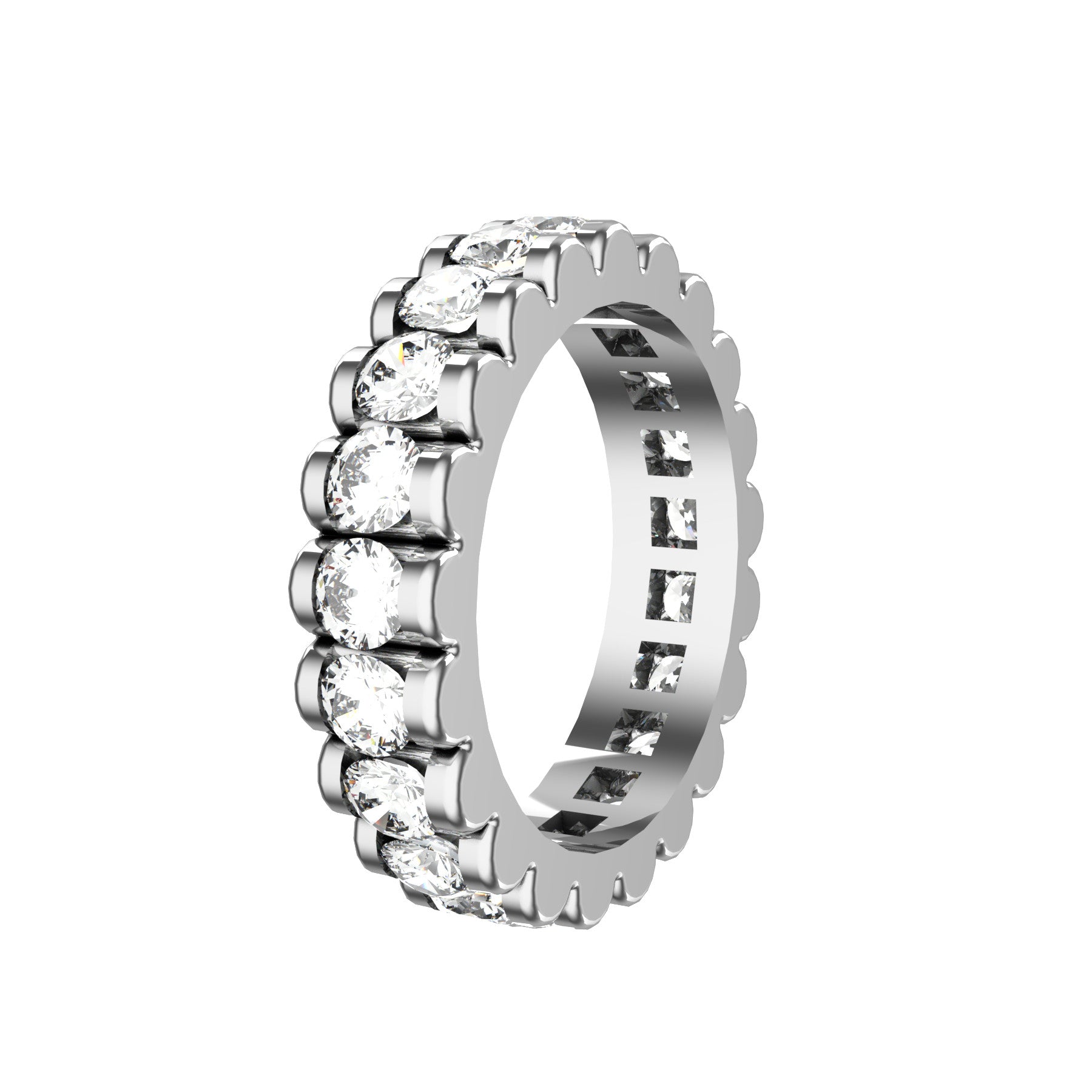 loving flower wedding band, 18 k white gold, 0,10 ct round natural diamonds, weight about 5,8 g. (0.20 oz), width 4,80 mm