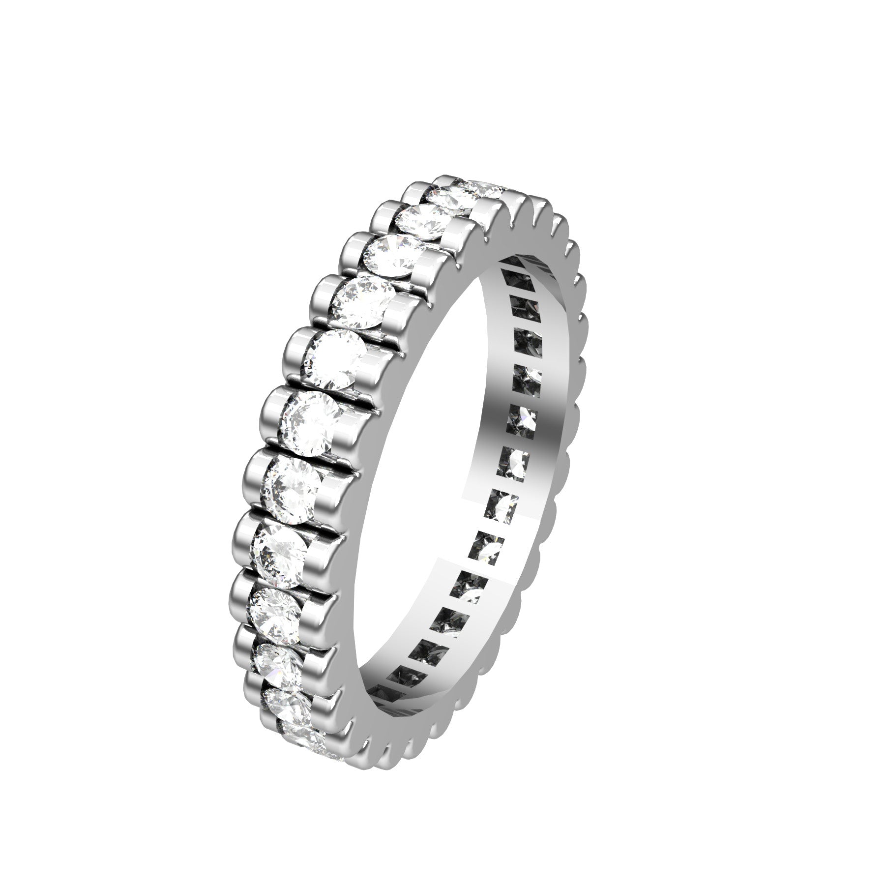 loving flower wedding band, 18 k white gold, 0,03 ct round natural diamonds, weight about 3,8 g. (0.13 oz), width 3,5 mm