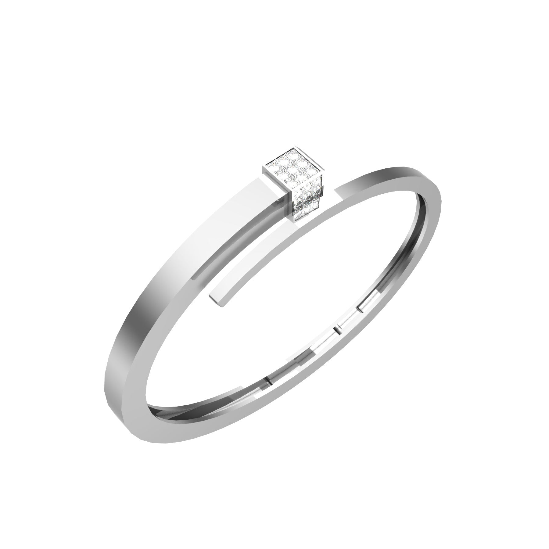 lucky nail bracelet, natural round diamonds, 18 K white gold, weight about 33,1 to 52,3 g (1.17 to 1.84 oz), width 8 mm max