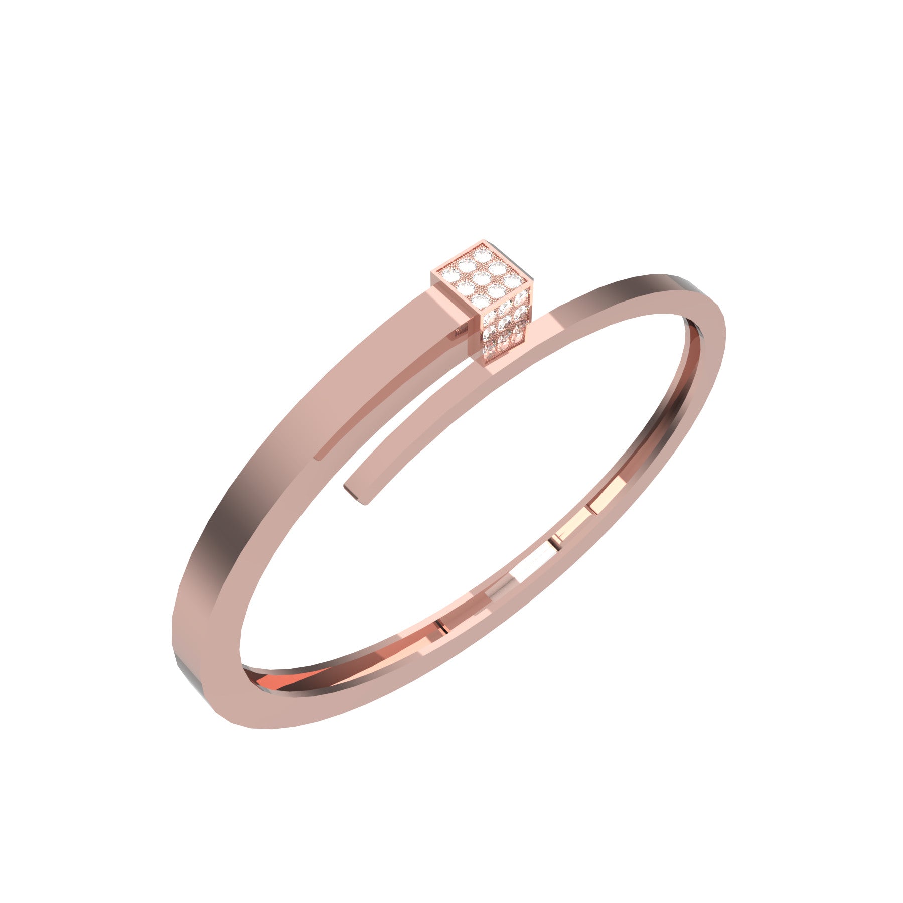lucky nail bracelet, natural round diamonds, 18 K pink gold, weight about 32,8 to 49,4 g (1.16 to 1.74 oz), width 8 mm max