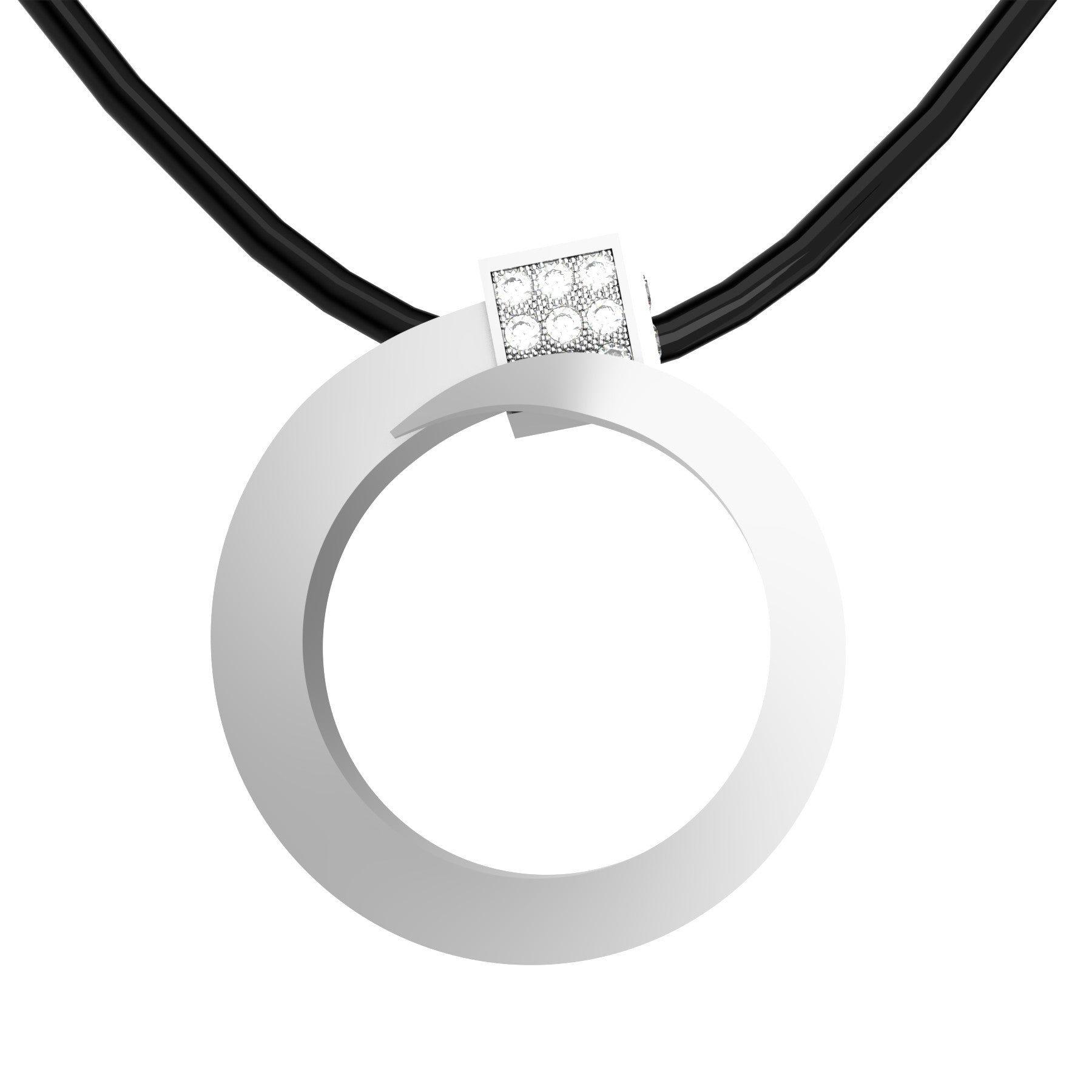 lucky nail pendant, natural round diamonds, 18 K white gold, weight about 8,6 g (0.30 oz), width 8 mm max diameter 27,0 mm max