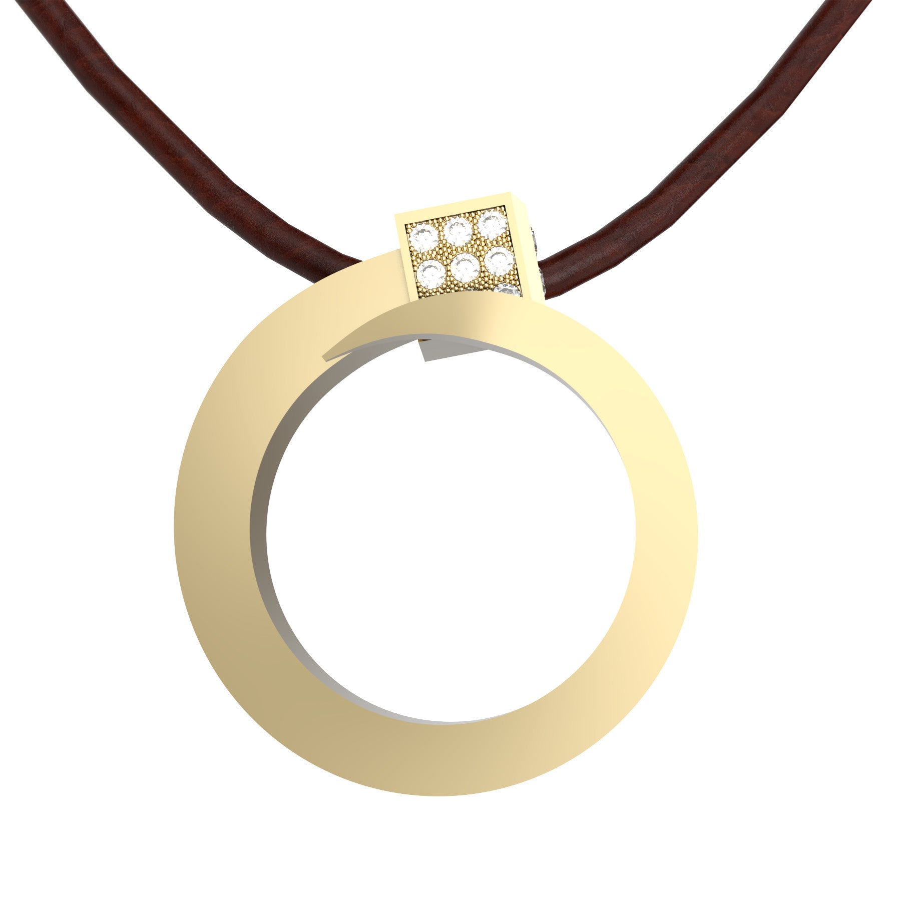 lucky nail pendant, natural round diamonds, 18 K yellow gold, weight about 8,1 g (0.28 oz), width 8 mm max diameter 27,0 mm max