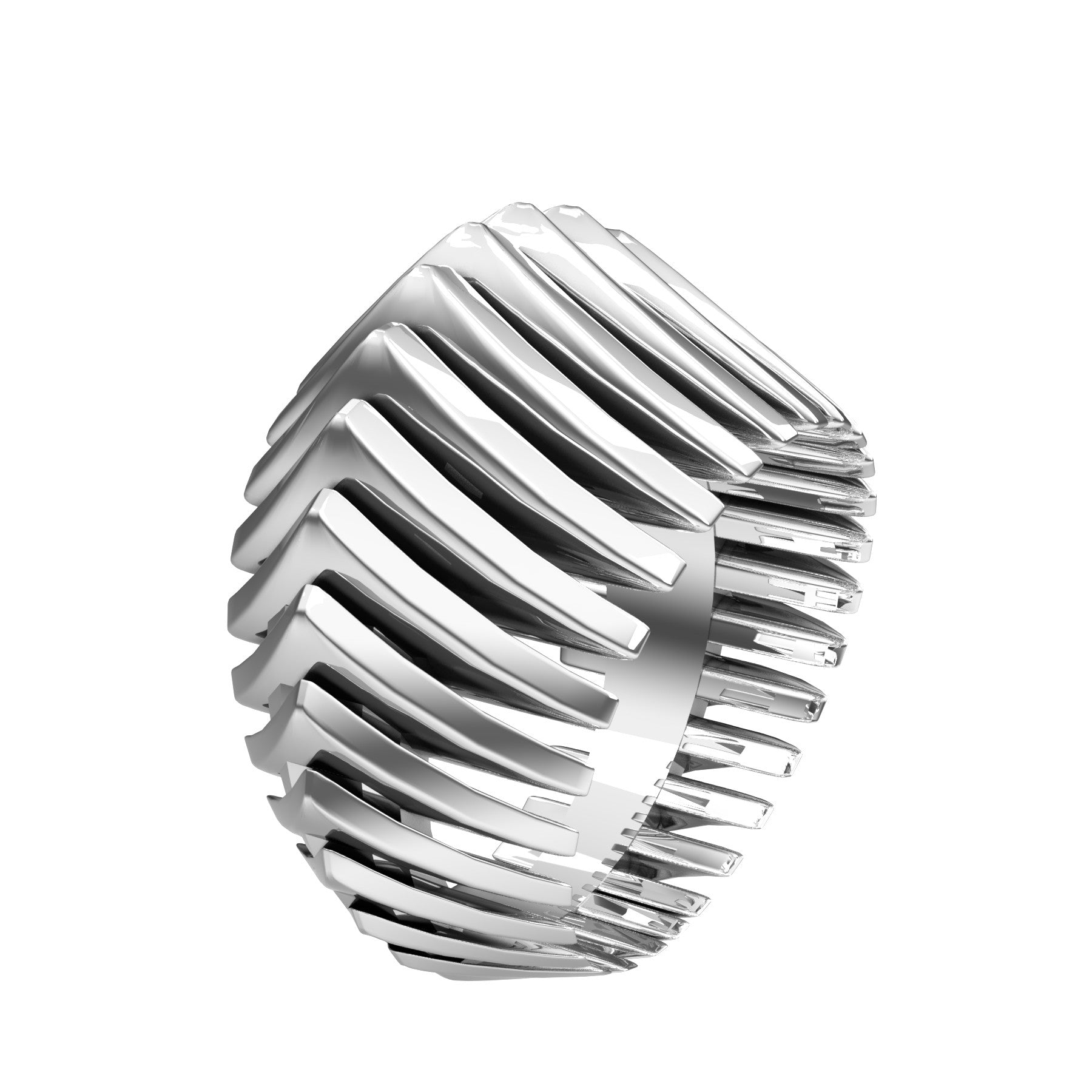 mekkano ring, 18 K white gold, weight about 15,3 g. (0.54 oz), width 15,6 mm max