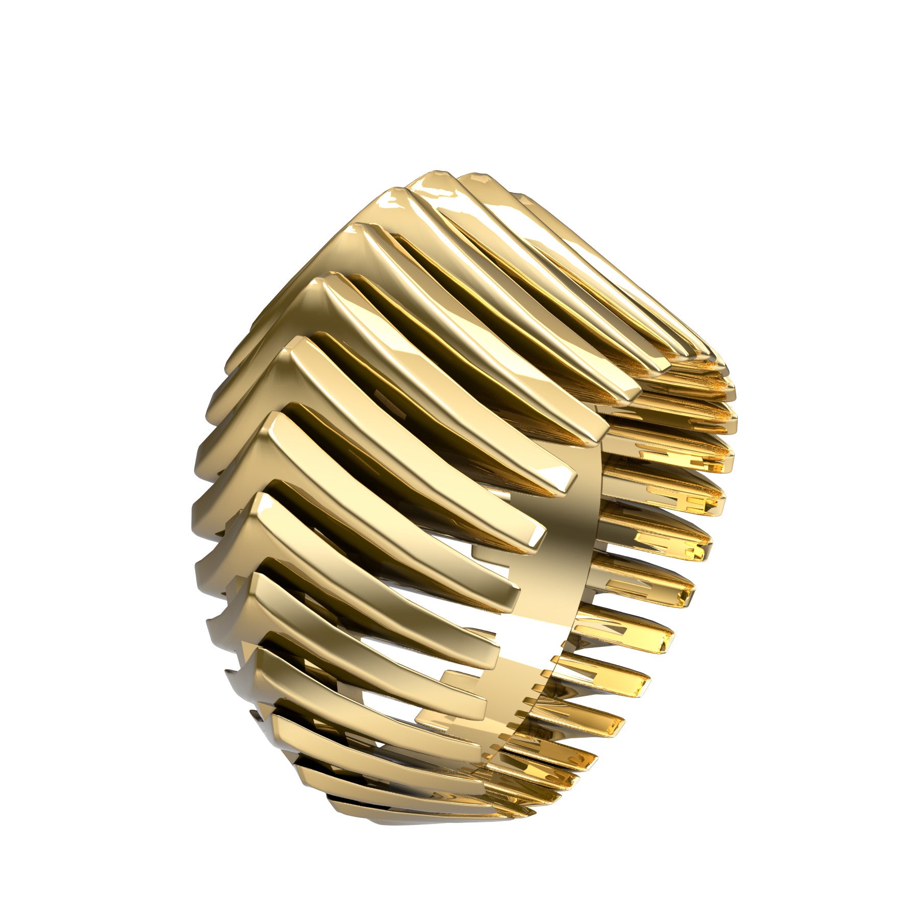 mekkano ring, 18 K yellow gold, weight about 14,5 g. (0.51 oz), width 15,6 mm max