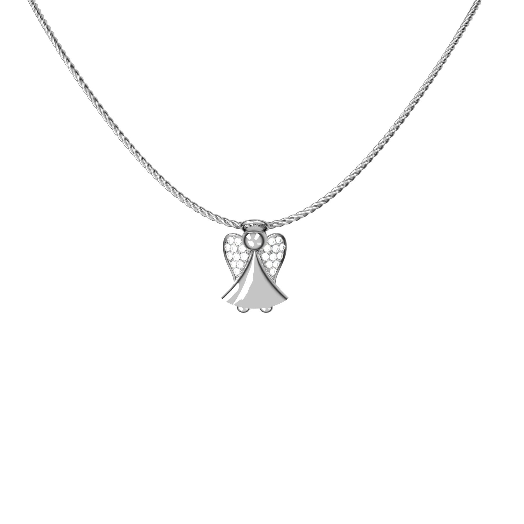 my guardian angel pendant, natural round diamonds, 18 K white gold, weight about 3,5 g (0.12 oz) size 13,4x19,3 mm