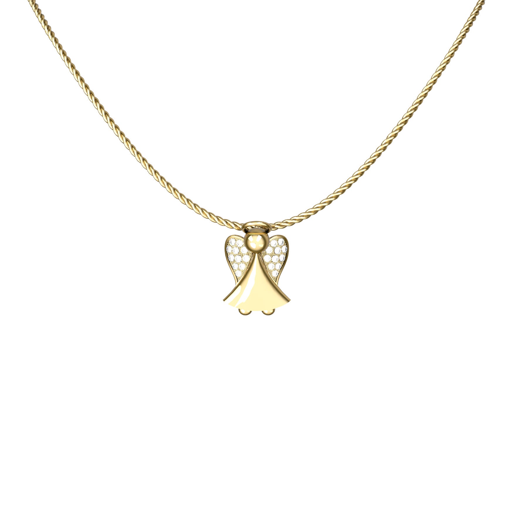 my guardian angel pendant, natural round diamonds, 18 K yellow gold, weight about 3,2 g (0.11oz) size 13,4x19,3 mm