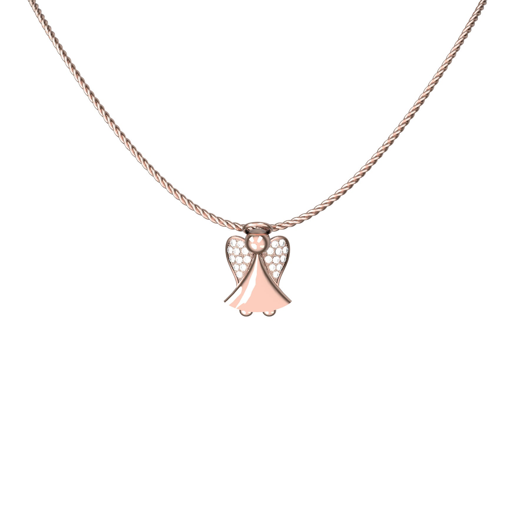 my guardian angel pendant, natural round diamonds, 18 K pink gold, weight about 3,2 g (0.11oz) size 13,4x19,3 mm