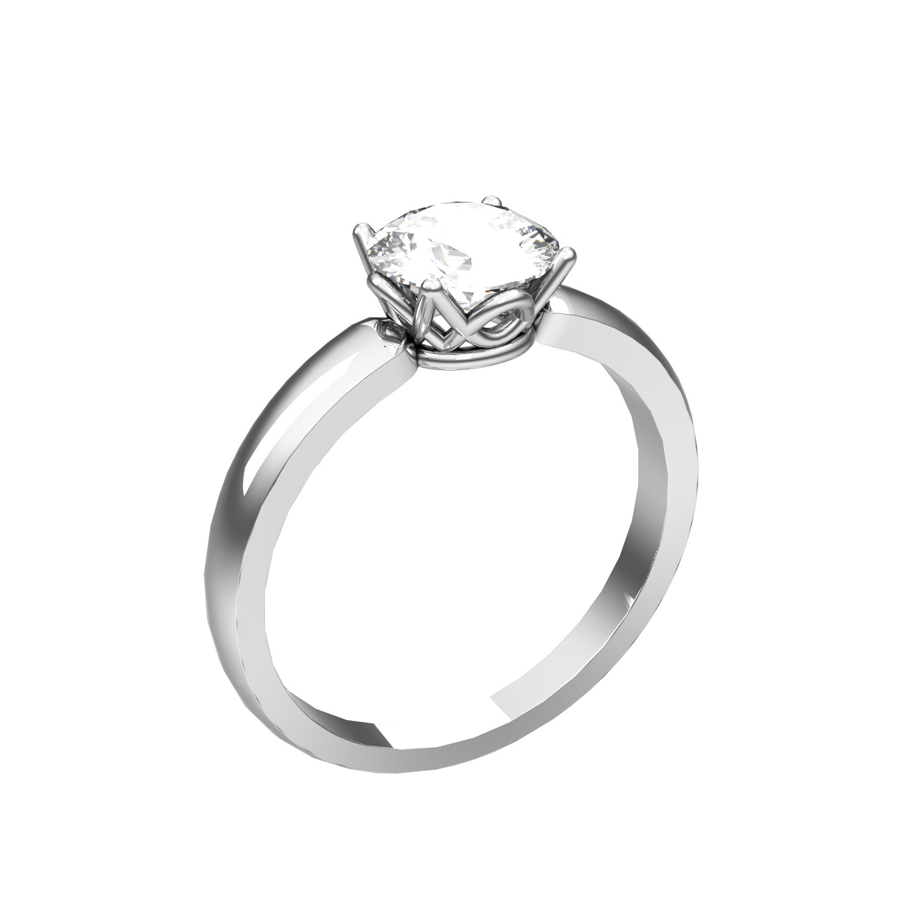 solitaire ring, 18 k white gold, 1,00 ct round natural diamond, weight about 3,3 g, (0.12 oz)