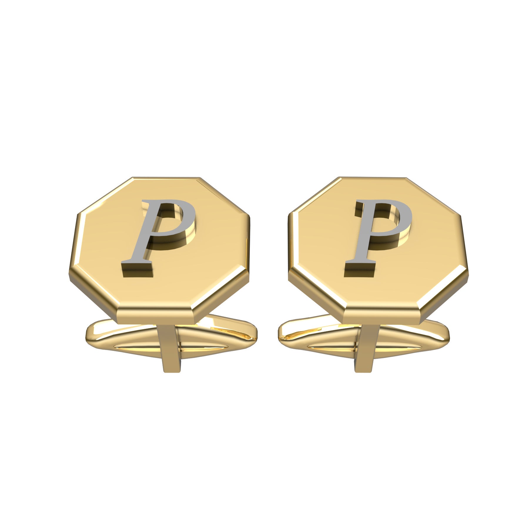 octagonal cufflinks, 18 k yellow gold, weight about 13,7 g. (0.48 oz), size 15,2x15,2x2,00 mm