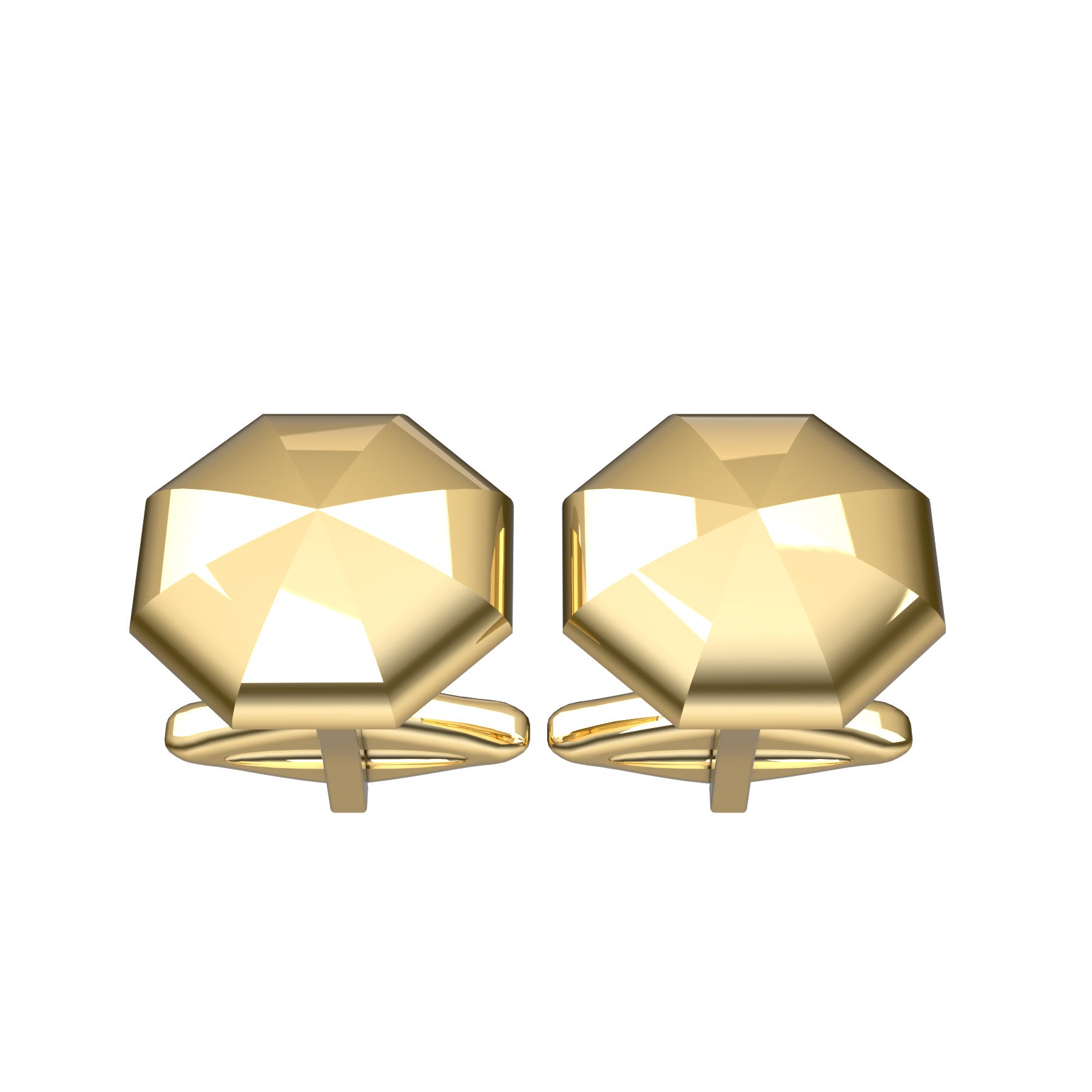 domed octagonal cufflinks, 18 k yellow gold,  weight about 11,5 g. (0.40 oz), size 15,2x15,2x4,00 mm