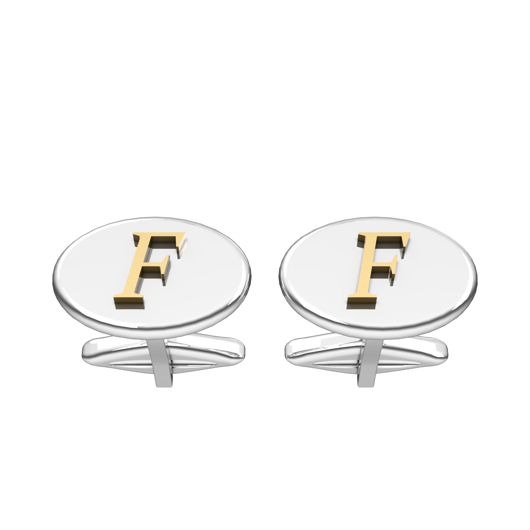 oval cufflinks, 18 K white gold, weight about 13,8 g (0.49 oz) size 13x18x3 mm 