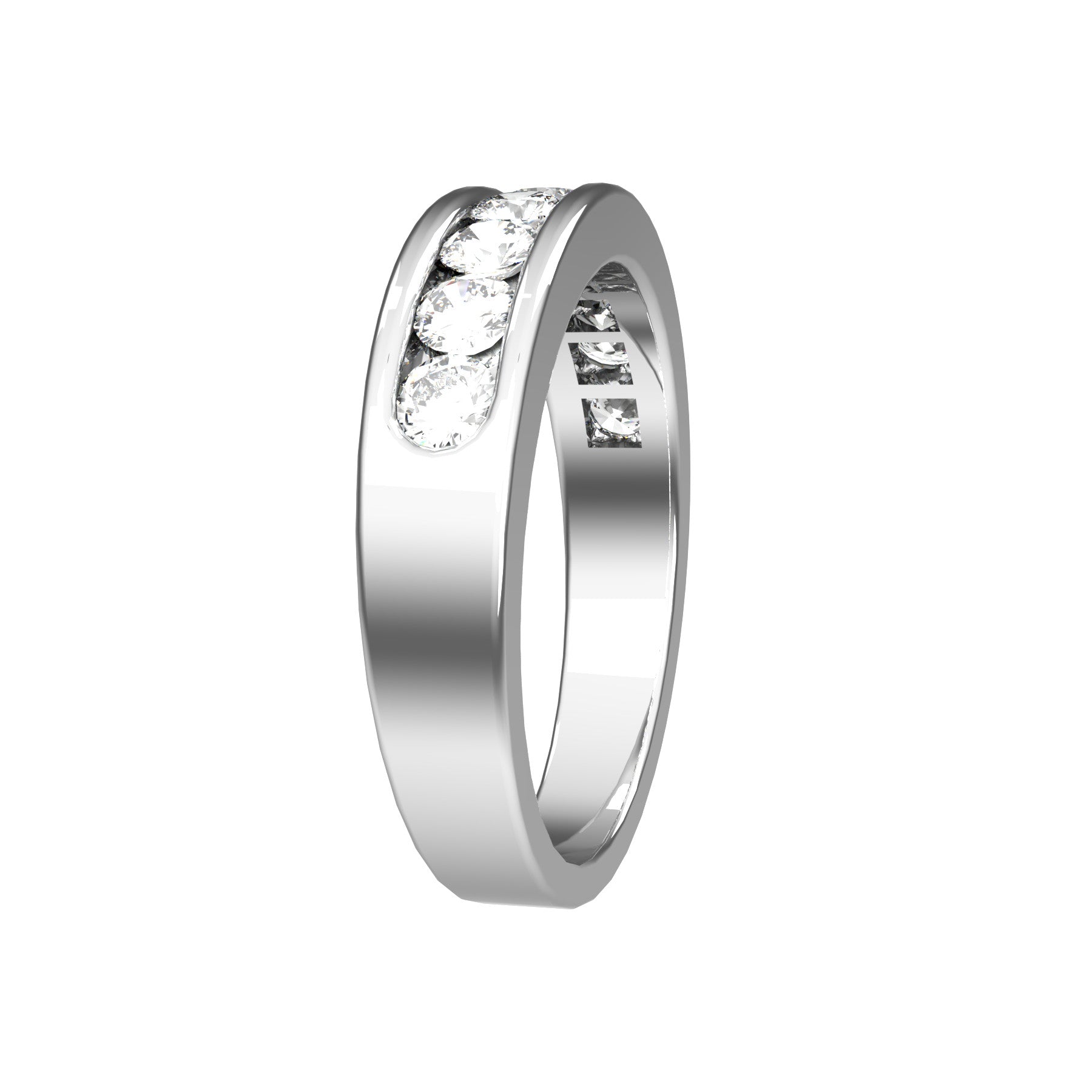 perpetual half wedding ring, 18 K white gold, 0,07 ct round natural diamond, weight about 4,5 g. (0.16 oz), width 4,70 mm