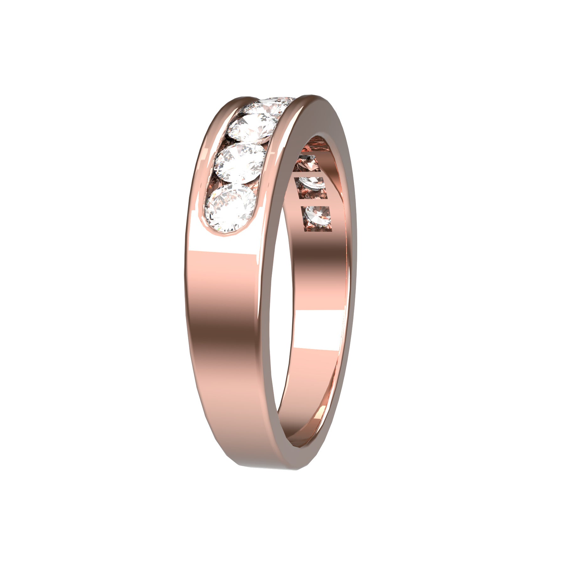 perpetual half wedding ring, 18 K pink gold, 0,07 ct round natural diamond, weight about 4,5 g. (0.16 oz), width 4,70 mm