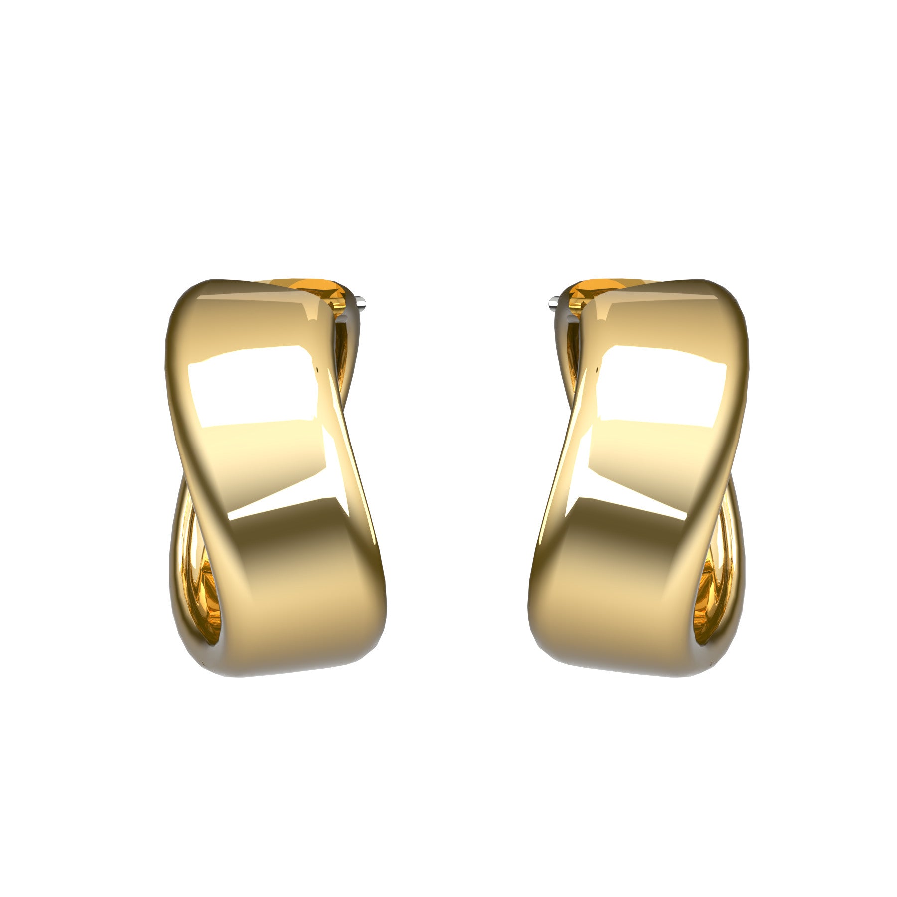 pli fluide earrings, 18 k yellow gold, weight about 11,8 g (0,41 oz.), diameter 20 mm