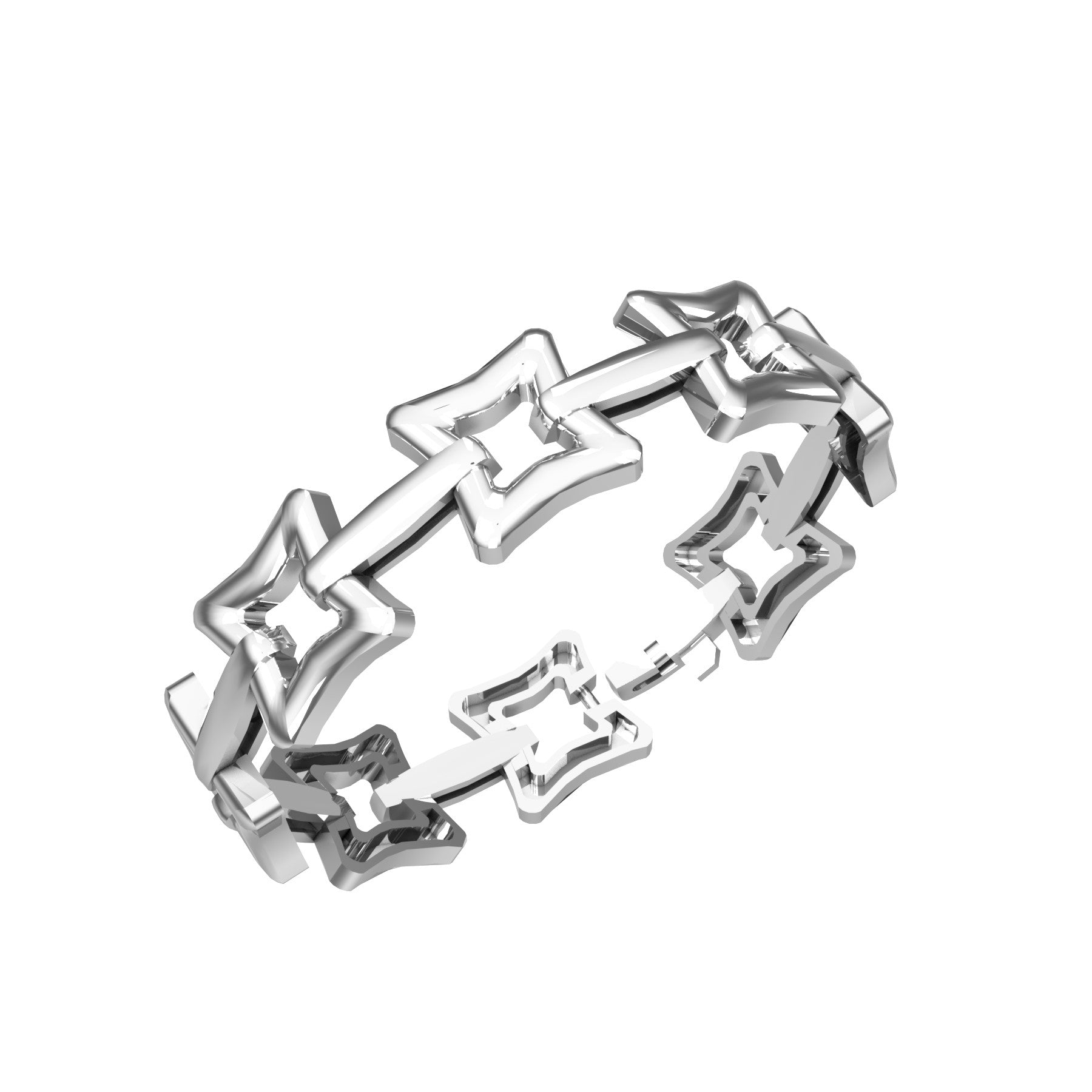 bevelled square link bracelet, 18 K white gold, widht 13 mm