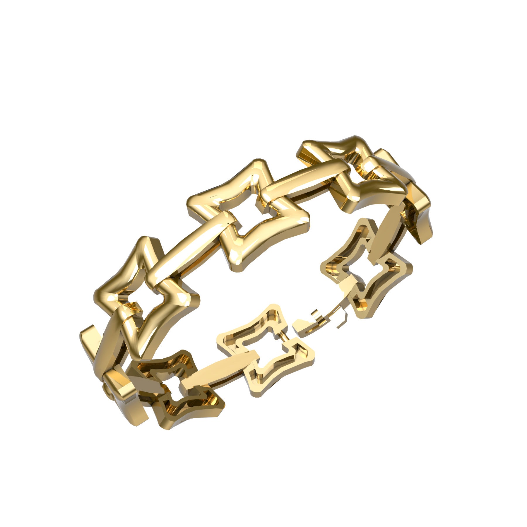 beveled square link bracelet, 18 K yellow gold, width 13 mm
