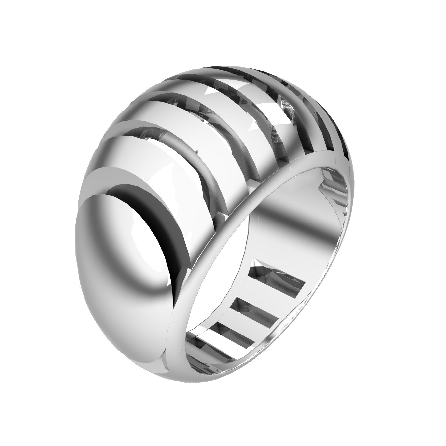 split 4 ring, 18 K white gold, weight about 11,5 g. (0,40 oz), width 14,0 mm max
