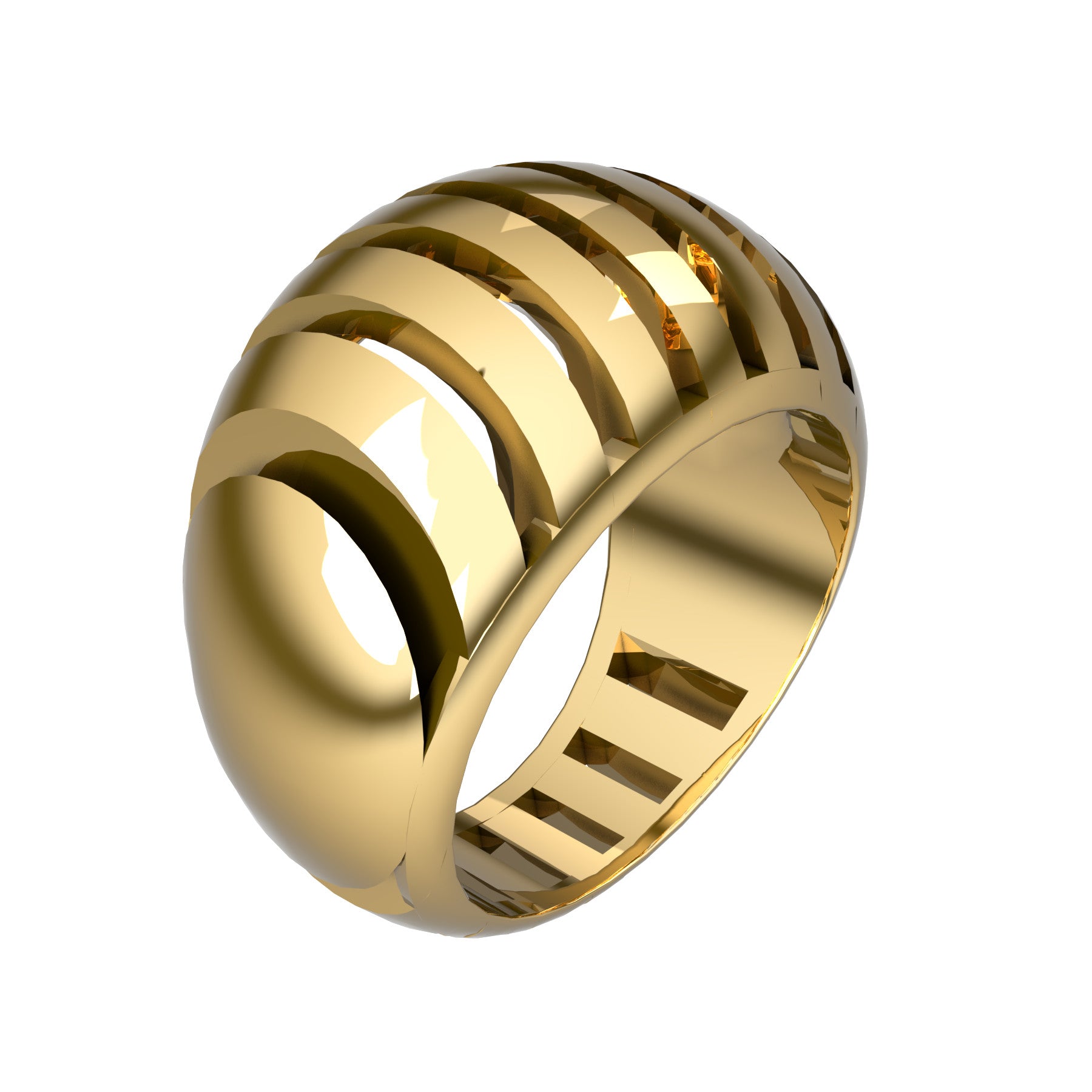 split 4 ring, 18 K yellow gold, weight about 11,0 g. (0,39 oz), width 14,0 mm max