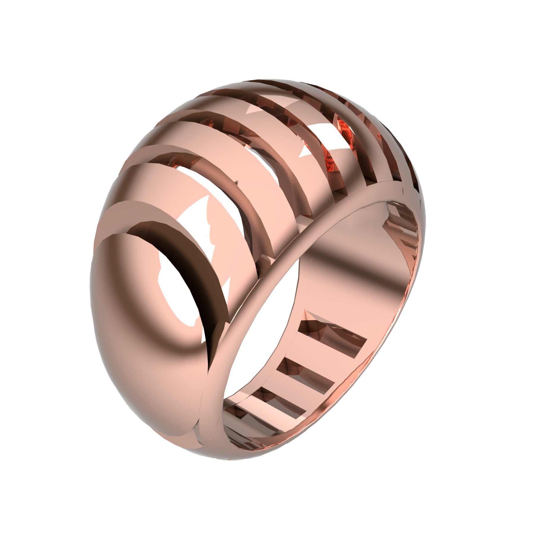 split 4 ring, 18 K pink gold, weight about 11,0 g. (0,39 oz), width 14,0 mm max