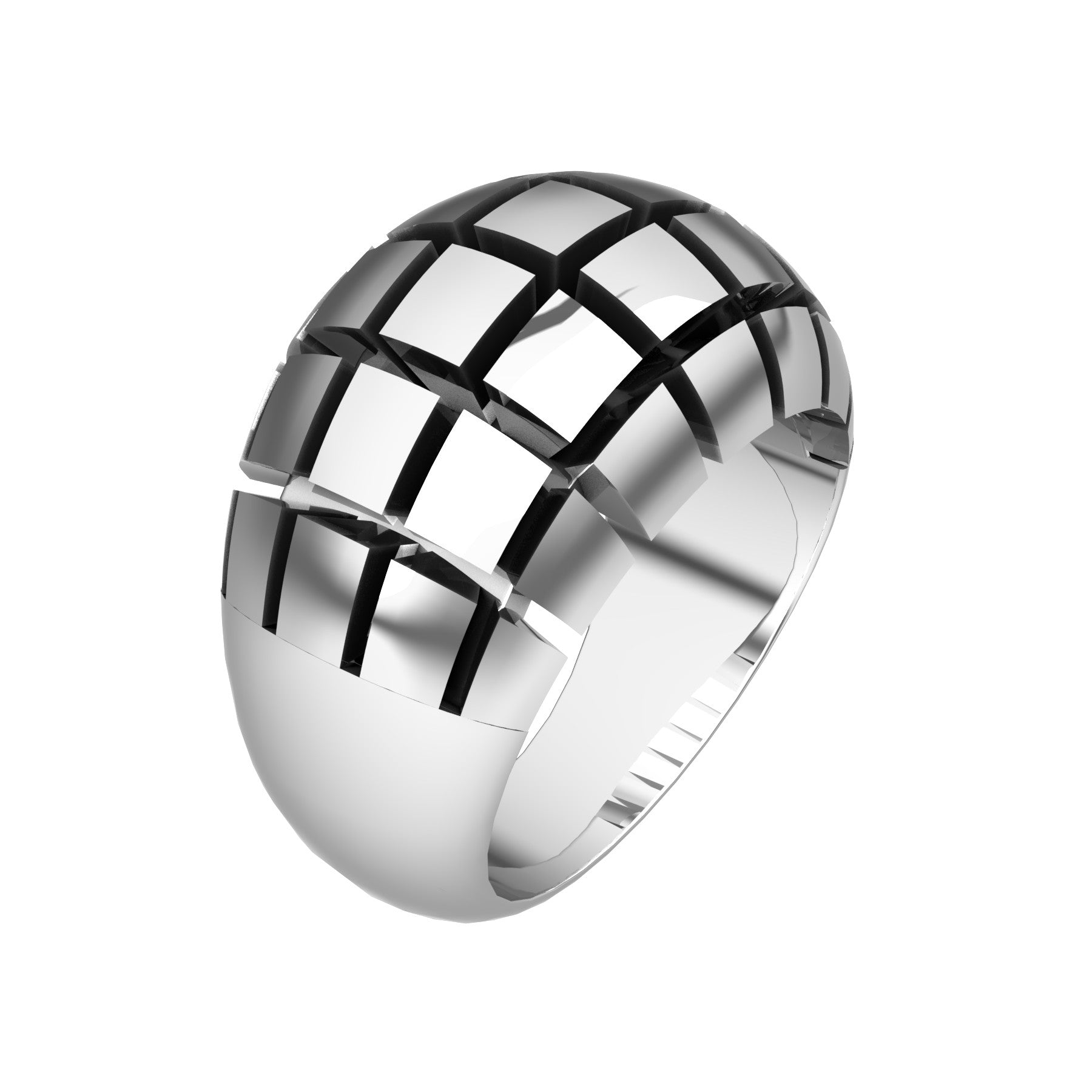 split 5 ring, 18 K white gold, weight about 19,5 g. (0.69 oz), width 13,3 mm max