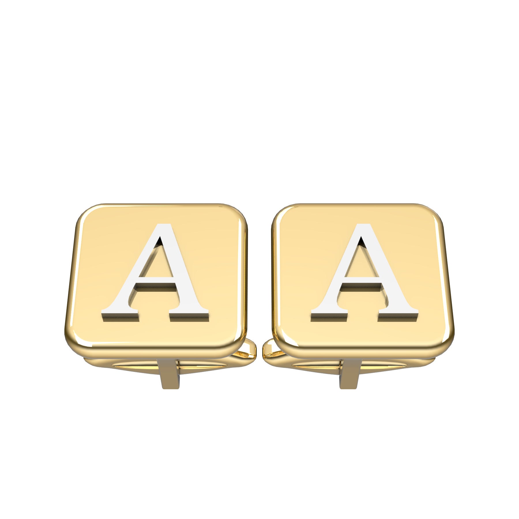 rounded square cufflinks, 18 K yellow and white gold, weight about 15,2 g (0.54 oz) size 15x15x3 mm max