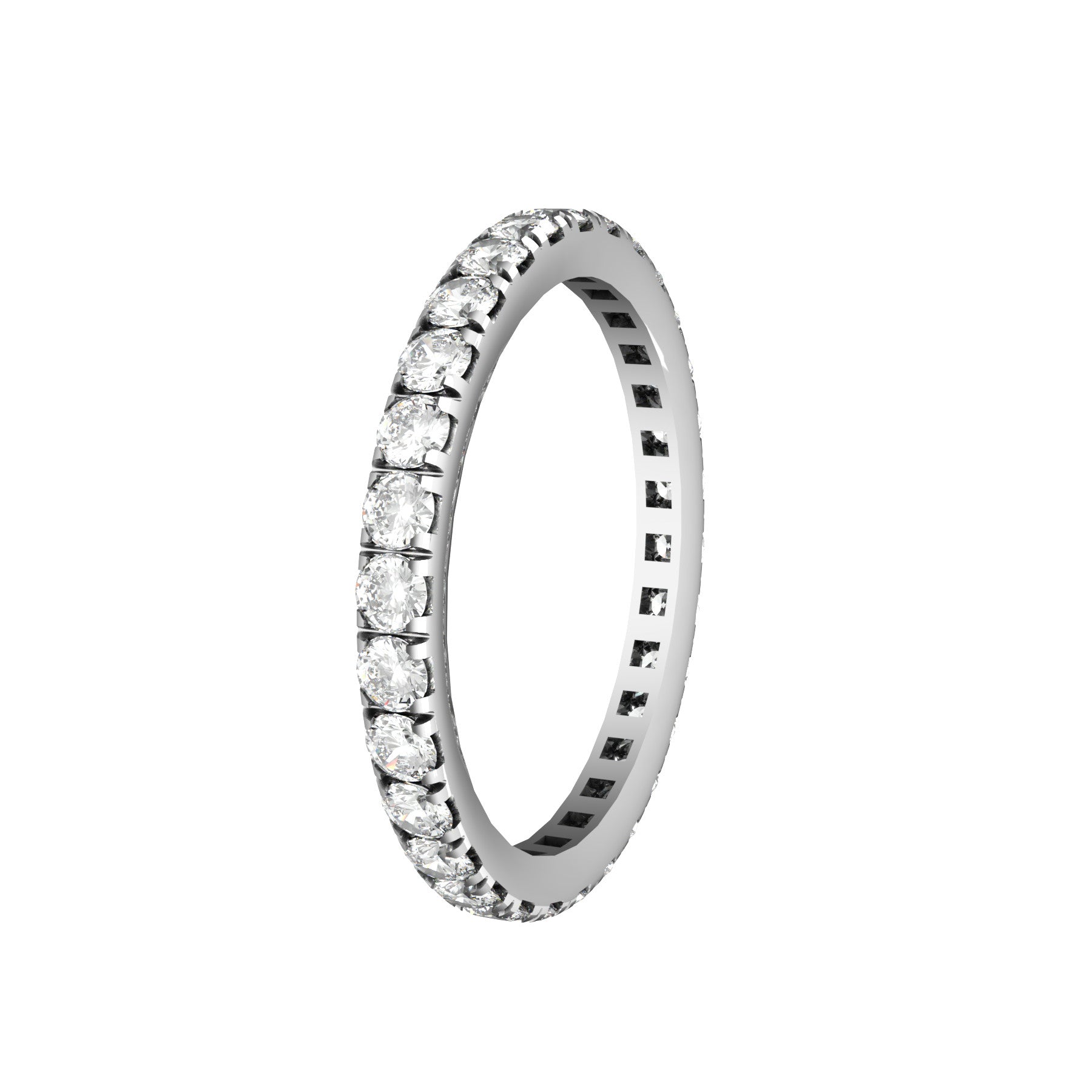 0.03 ct diamond wedding band, 18 k white gold, weight about 2,00 g (0.07 oz); width 2.10 mm