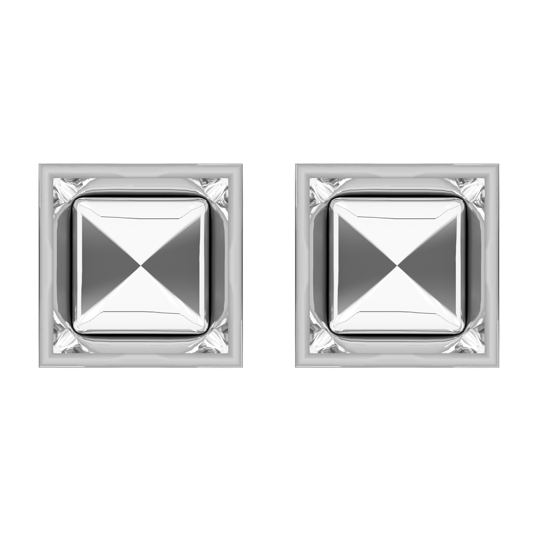 enviable earrings,  18 k white gold, square  width 15,5 mm 