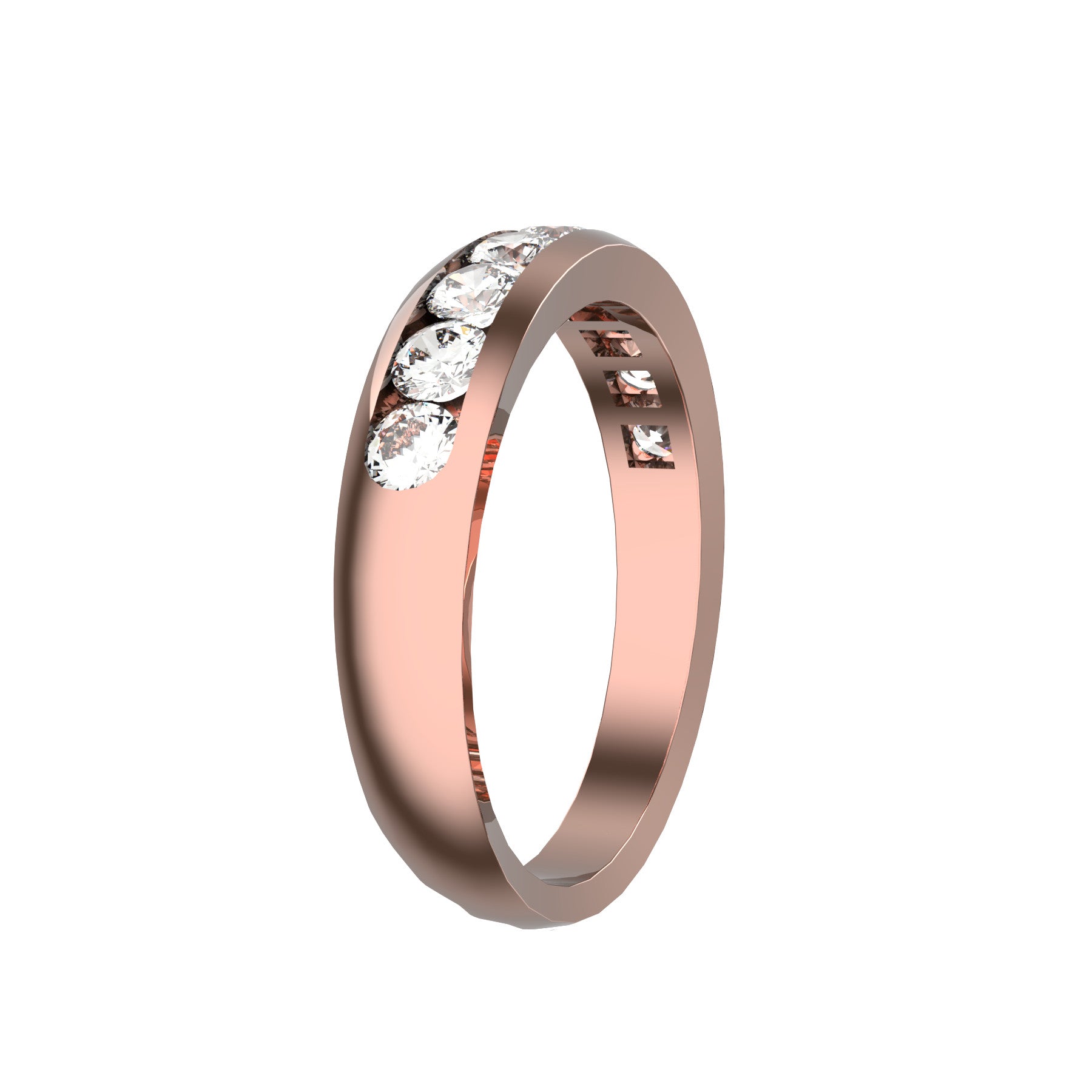 half wedding band, 18 k pink gold, 0,07 ct round natural diamonds, weight about 3,90 g. (0.14 oz), width 4,20 mm