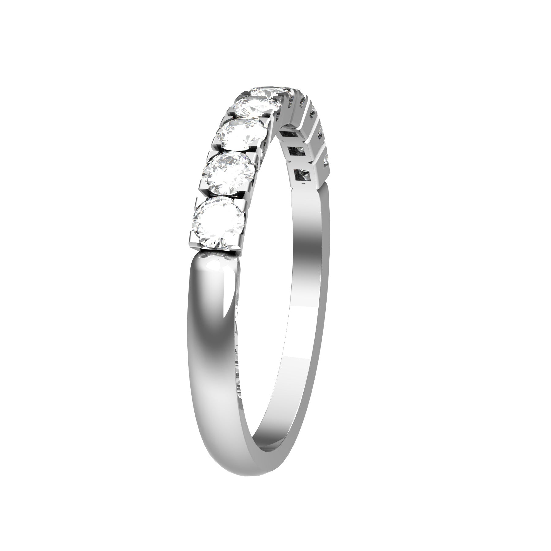 forever half wedding ring, 18 K white gold, 0,05 ct round natural diamond, weight about 2,2 g. (0.07 oz), width 2,40 mm