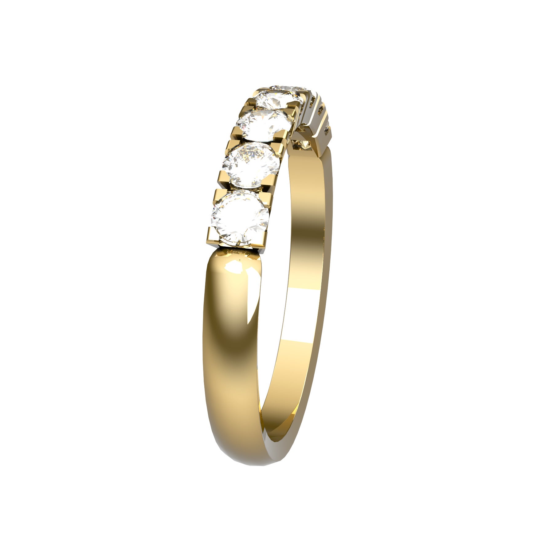 forever half wedding ring, 18 K yellow gold, 0,07 ct round natural diamond, weight about 2,6 g. (0.09 oz), width 2,70 mm