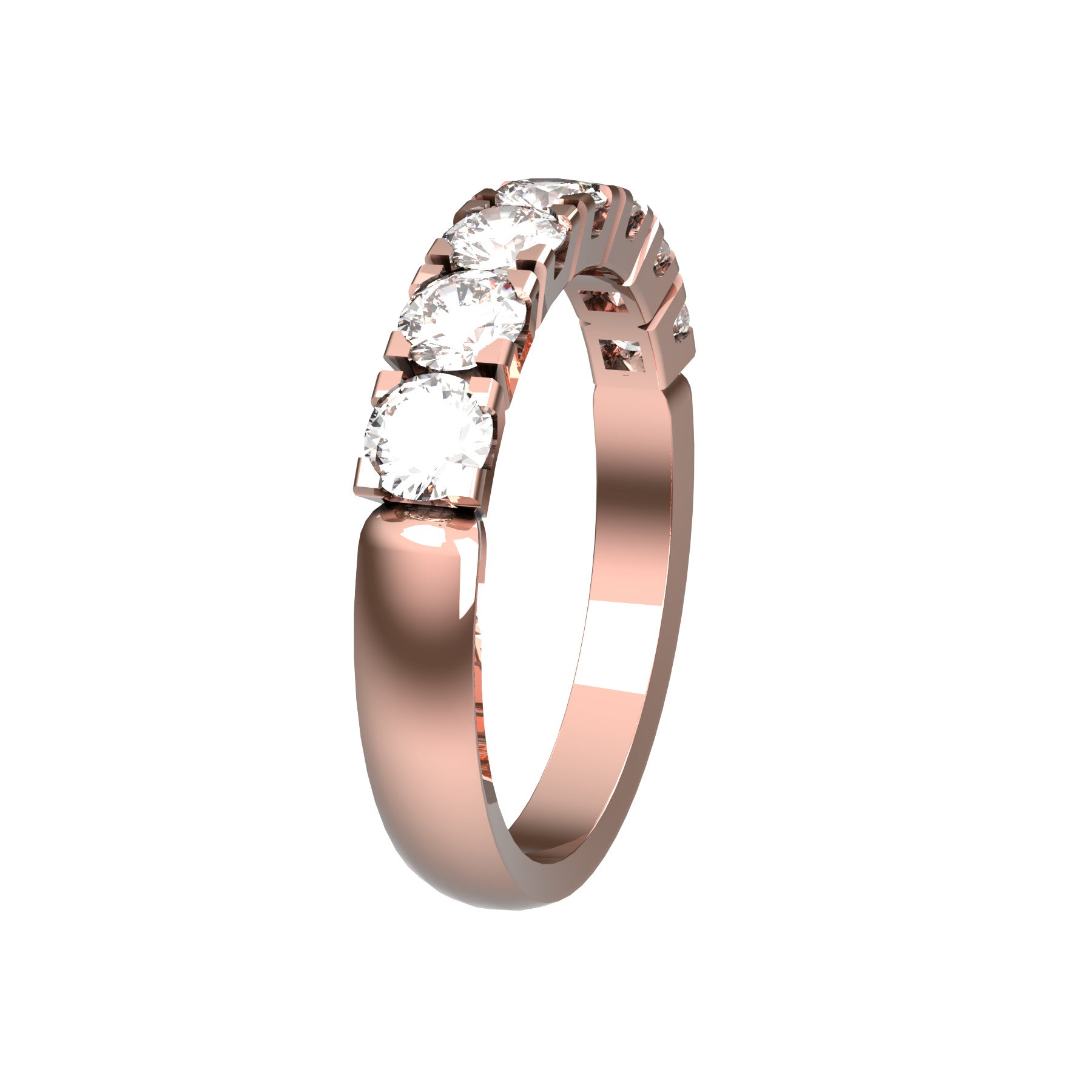 forever half wedding ring , 18 K pink gold, 0,13 ct round natural diamond, weight about 3,6 g. (0.12 oz), width 3,3 mm