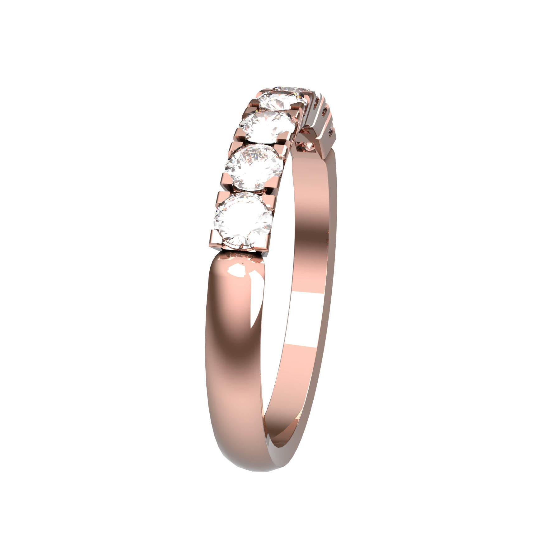 forever half wedding ring, 18 K pink gold, 0,07 ct round natural diamond, weight about 2,6 g. (0.09 oz), width 2,70 mm