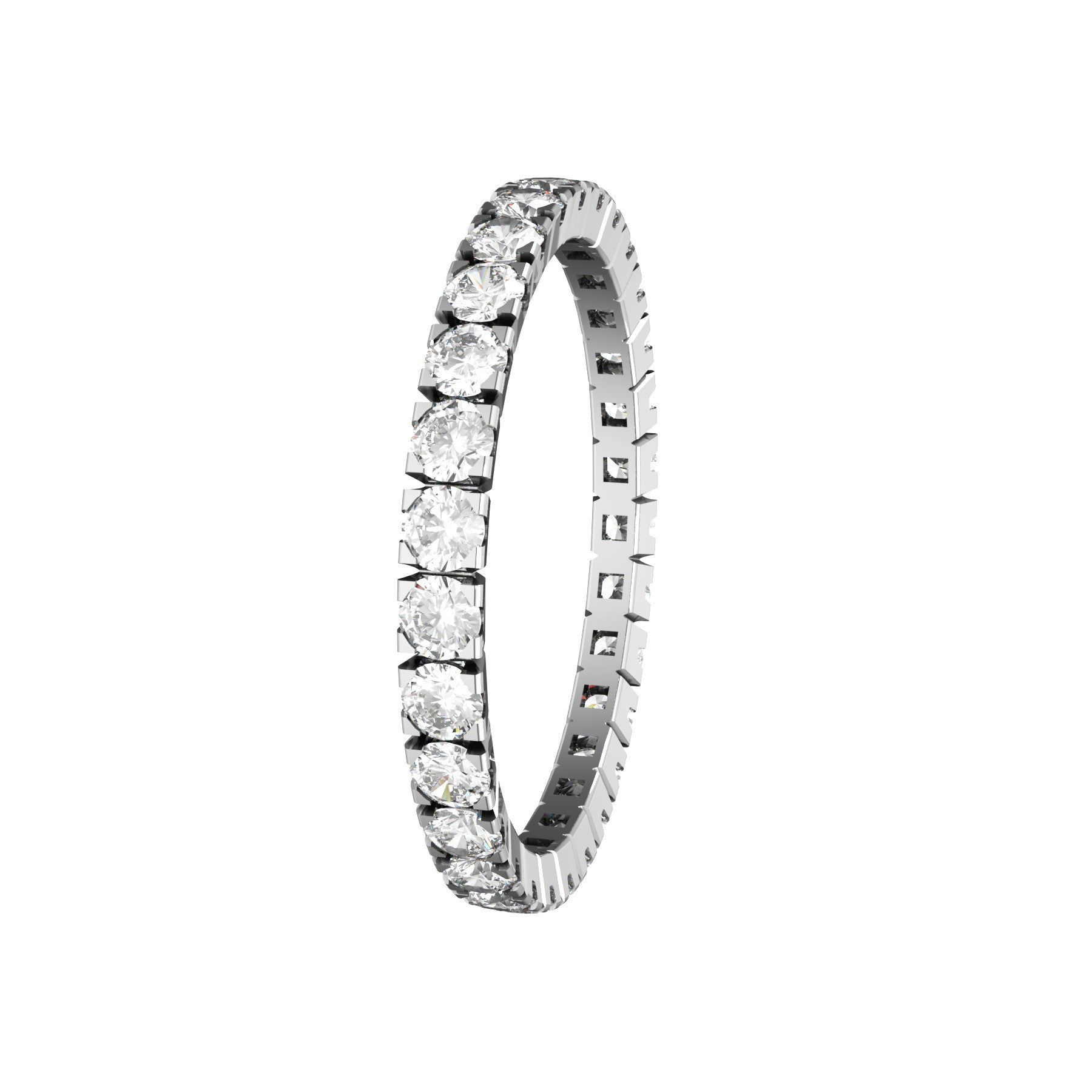 forever wedding ring, 18 K white gold, 0,03 ct round natural diamond, weight about 1,3 g. (0.04 oz), width 2,00 mm