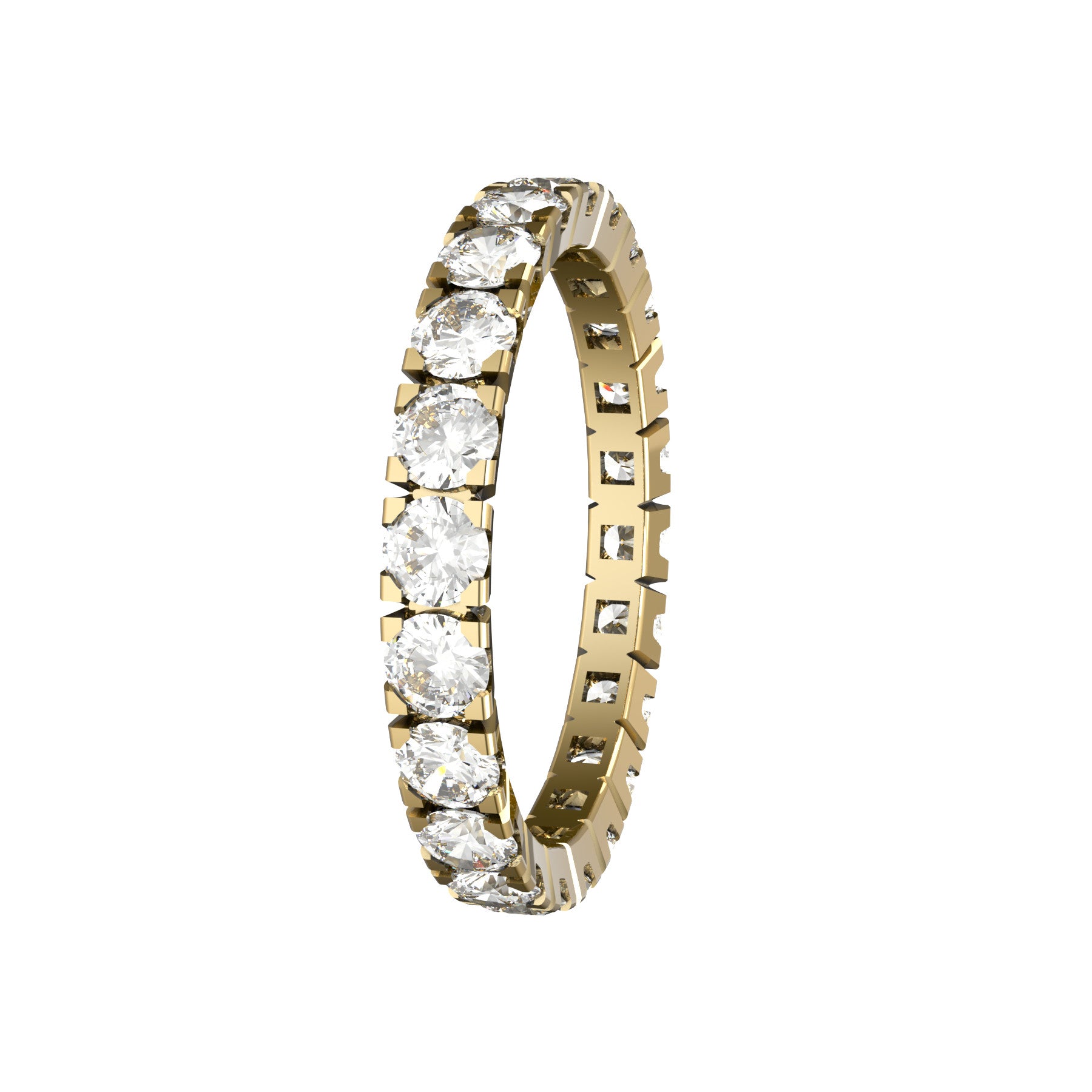 forever wedding ring, 18 K yellow gold, 0,07 ct round natural diamond, weight about 2,6 g. (0.07 oz), width 2,70 mm