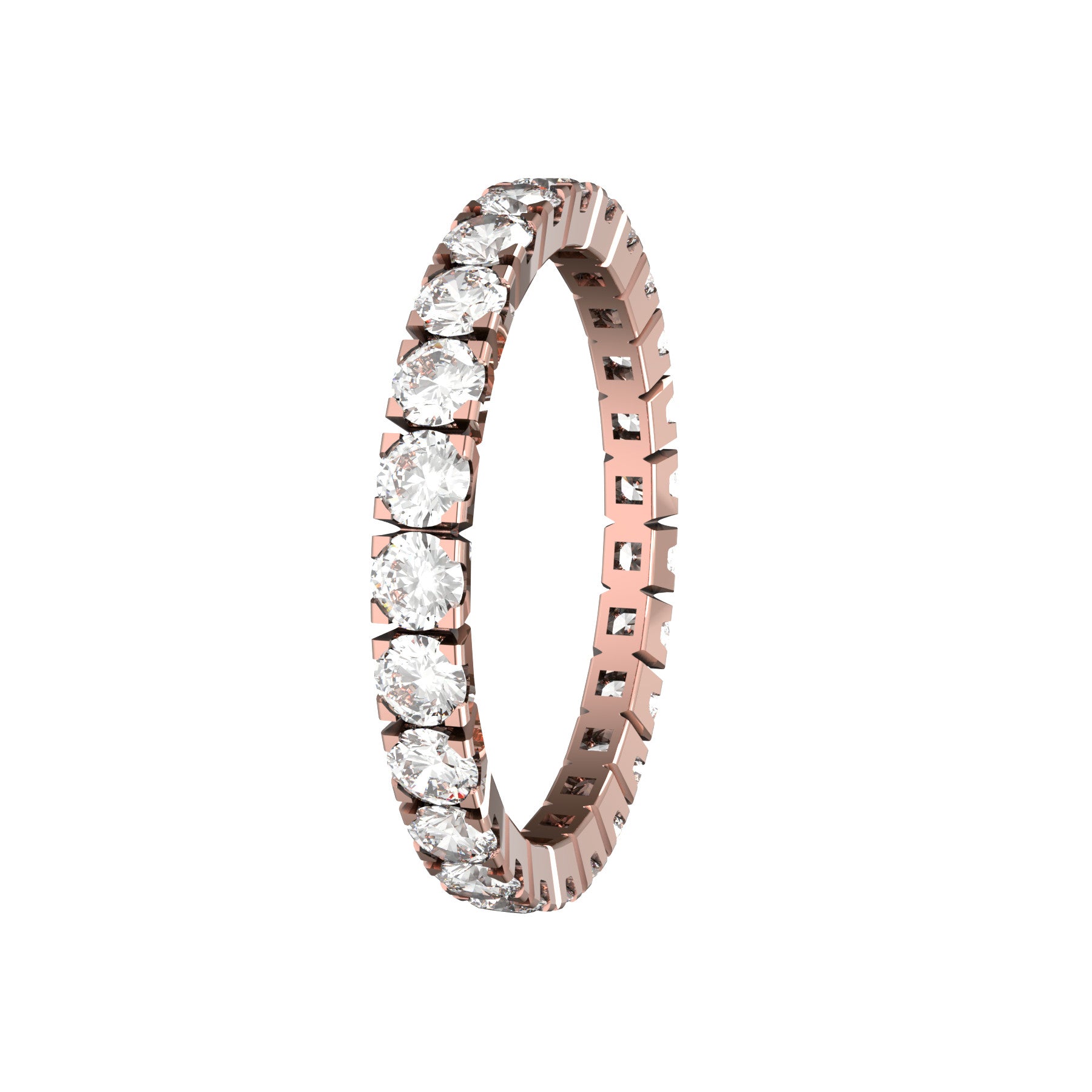 forever wedding ring, 18 K pink gold, 0,05 ct round natural diamond, weight about 1,7 g. (0.06 oz), width 2,40 mm