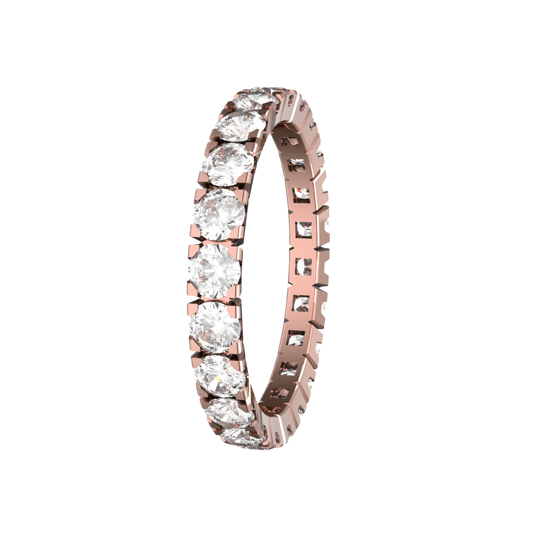 forever wedding ring, 18 K pink gold, 0,07 ct round natural diamond, weight about 2,6 g. (0.07 oz), width 2,70 mm