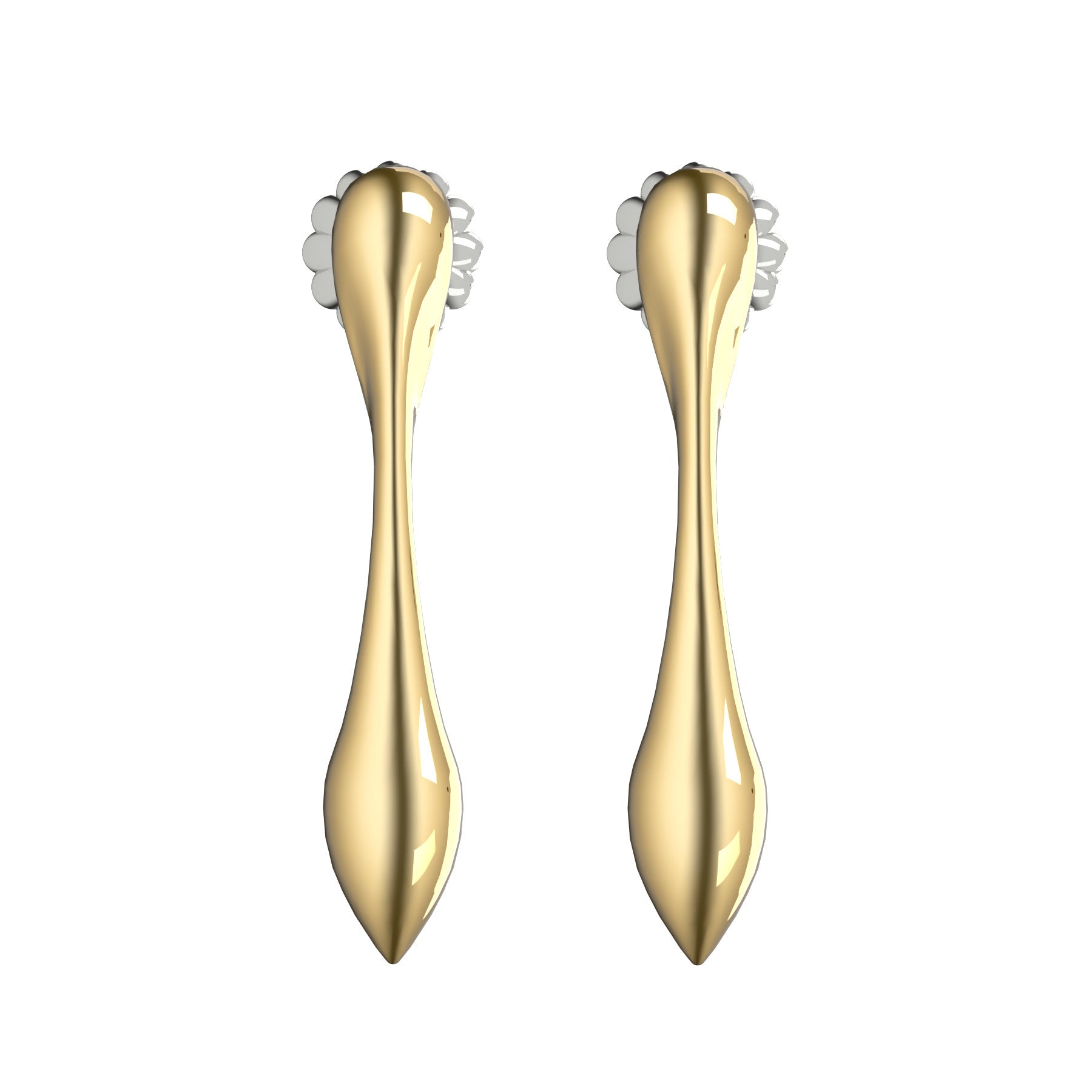 goutte de rosee long earings, 18 k yellow gold, dimensions 5,9x33 mm