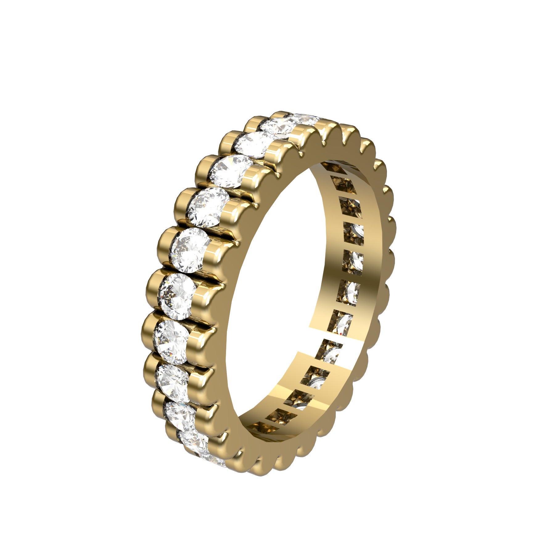 loving flower wedding band, 18 k yellow gold, 0,05 ct round natural diamonds, weight about 4,5 g. (0.16 oz), width 4,20 mm