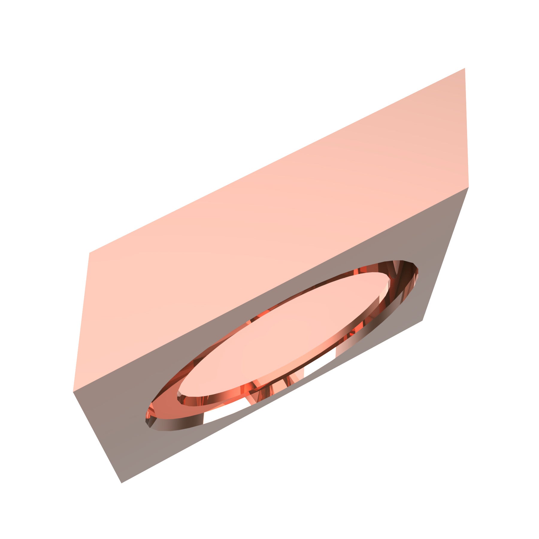 oblique ring, 18 K pink gold, weight about 11,3 g. (0.40 oz), width 8,0 mm 