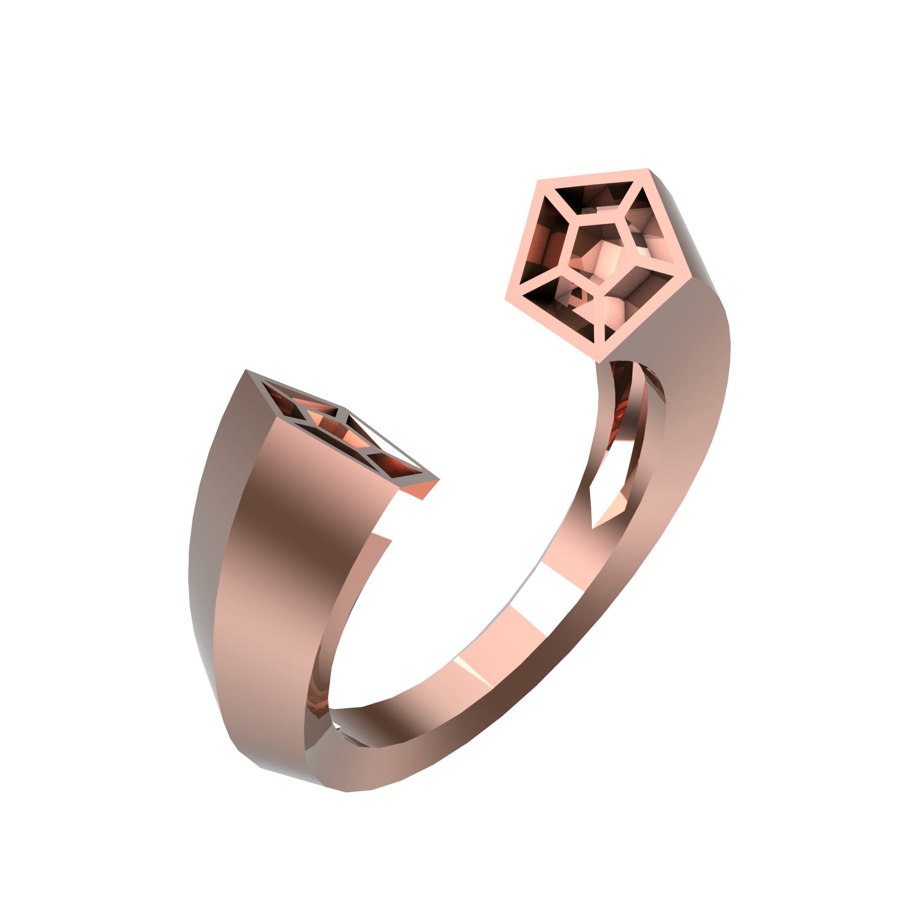 Open pentagonal ring, 18 k pink gold, weight about 6,00 g (0,21 oz), width 7,1 mm