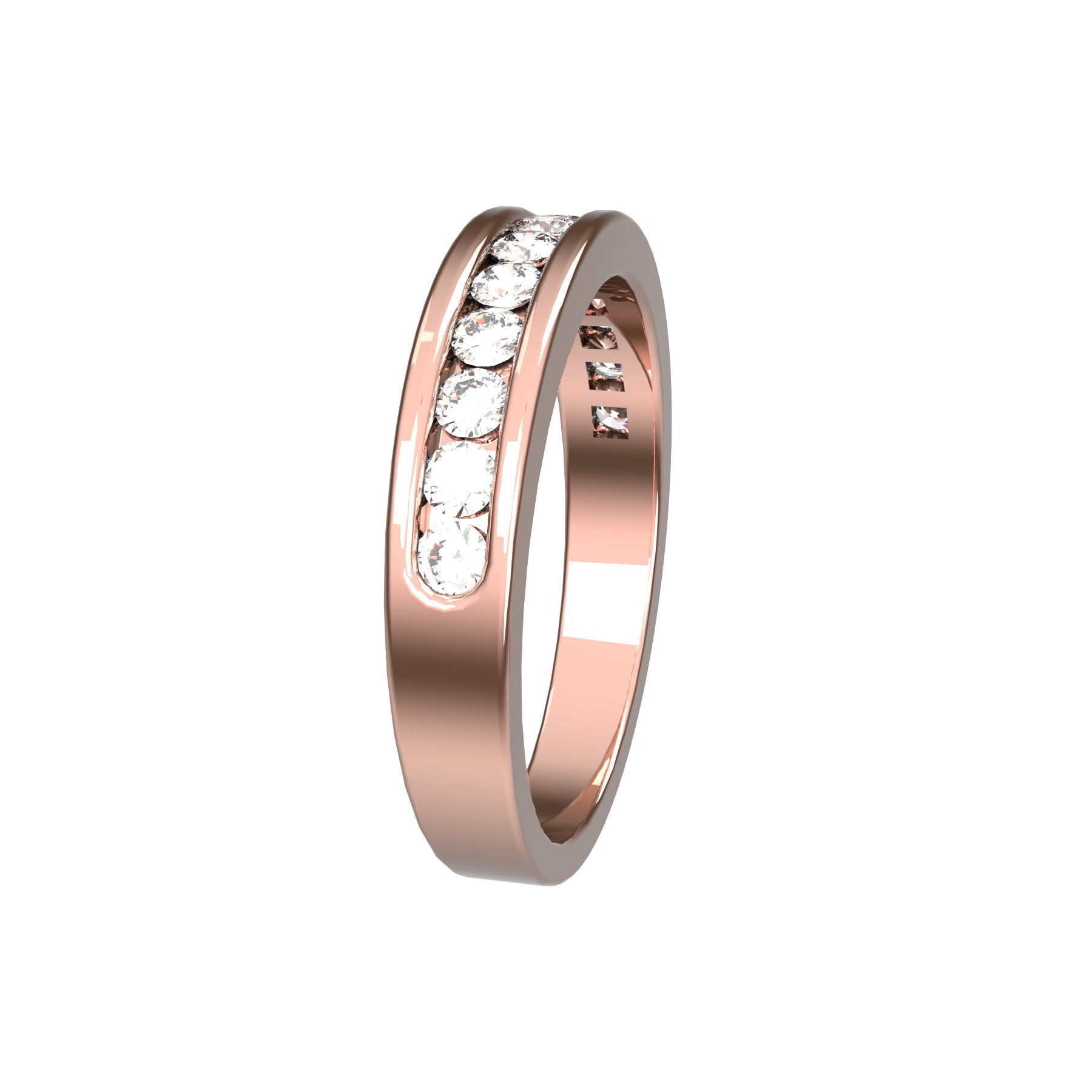 perpetual half wedding ring, 18 K pink gold, 0,03 ct round natural diamond, weight about 3,8 g. (0.13 oz), width 4,00 mm