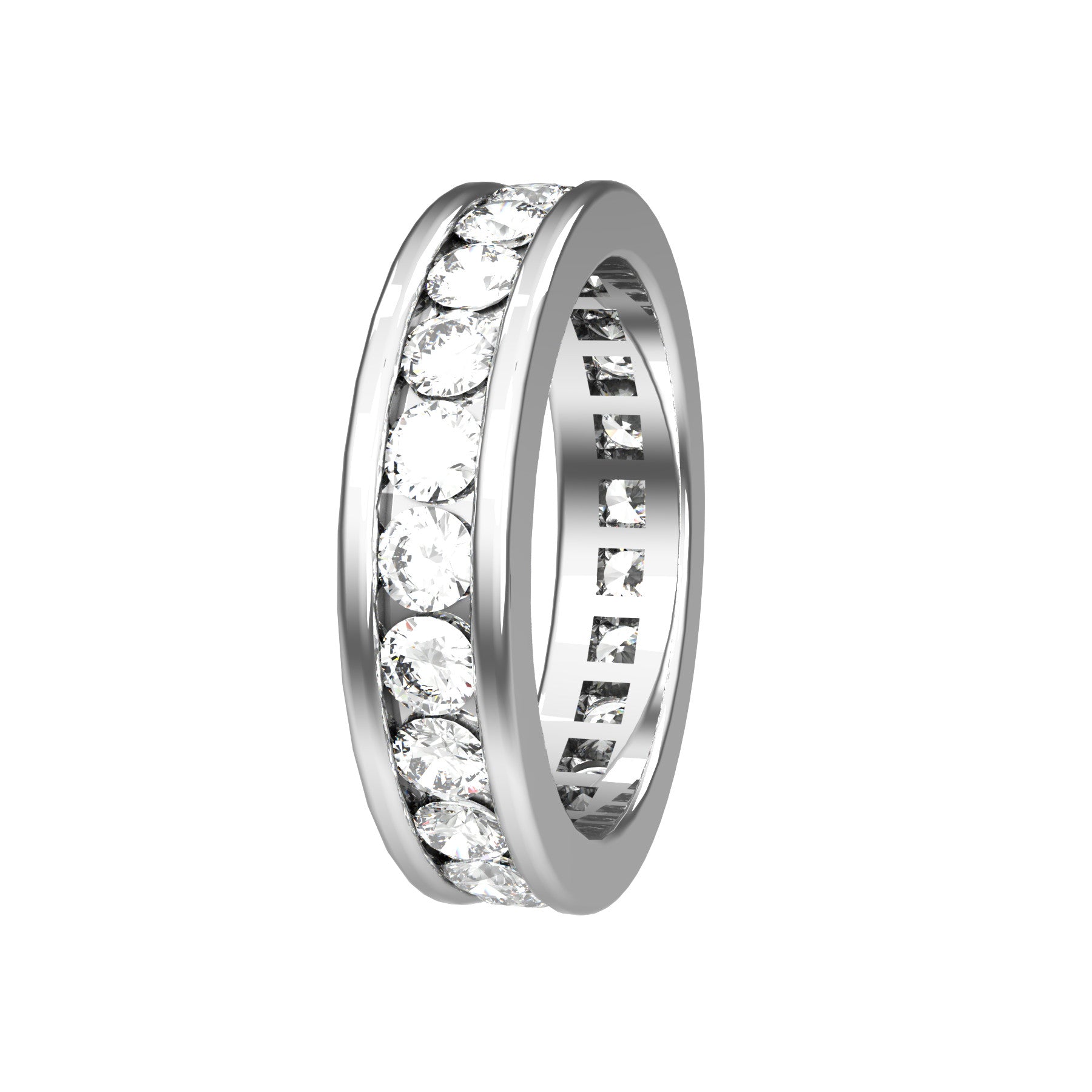 perpetual wedding ring, 18 K white gold, 0,07 ct round natural diamond, weight about 5,6 g. (0.20 oz), width 4,70 mm