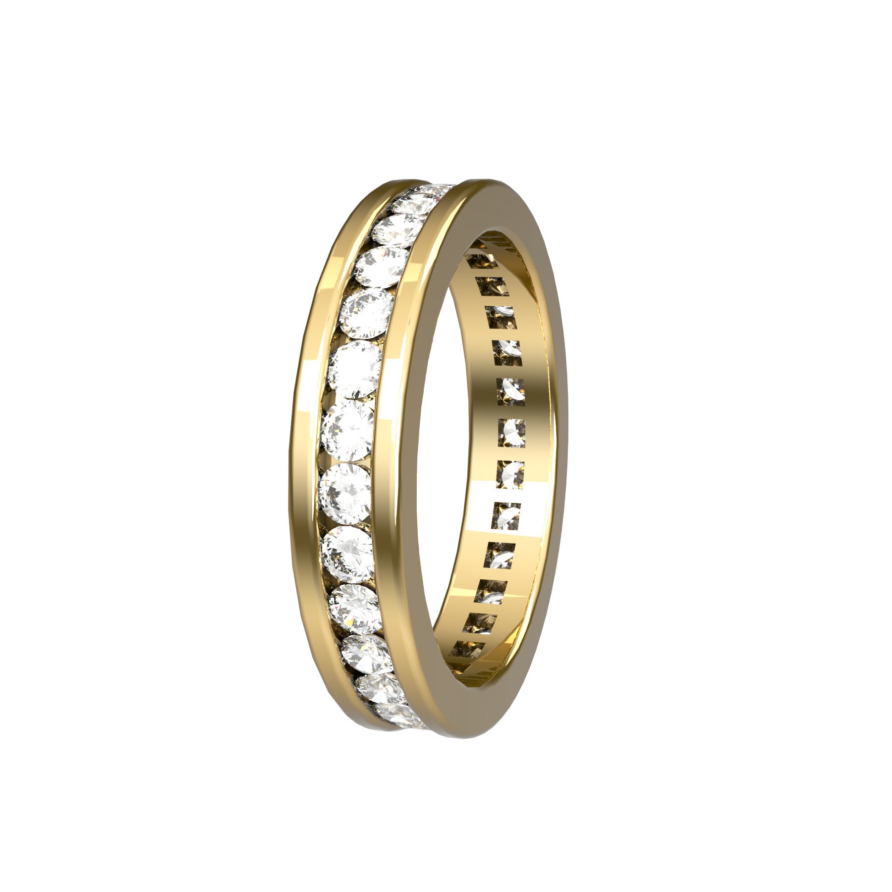 perpetual wedding ring, 18 K yellow gold, 0,03 ct round natural diamond, weight about 4,2 g. (0.15 oz), width 4,00 mm