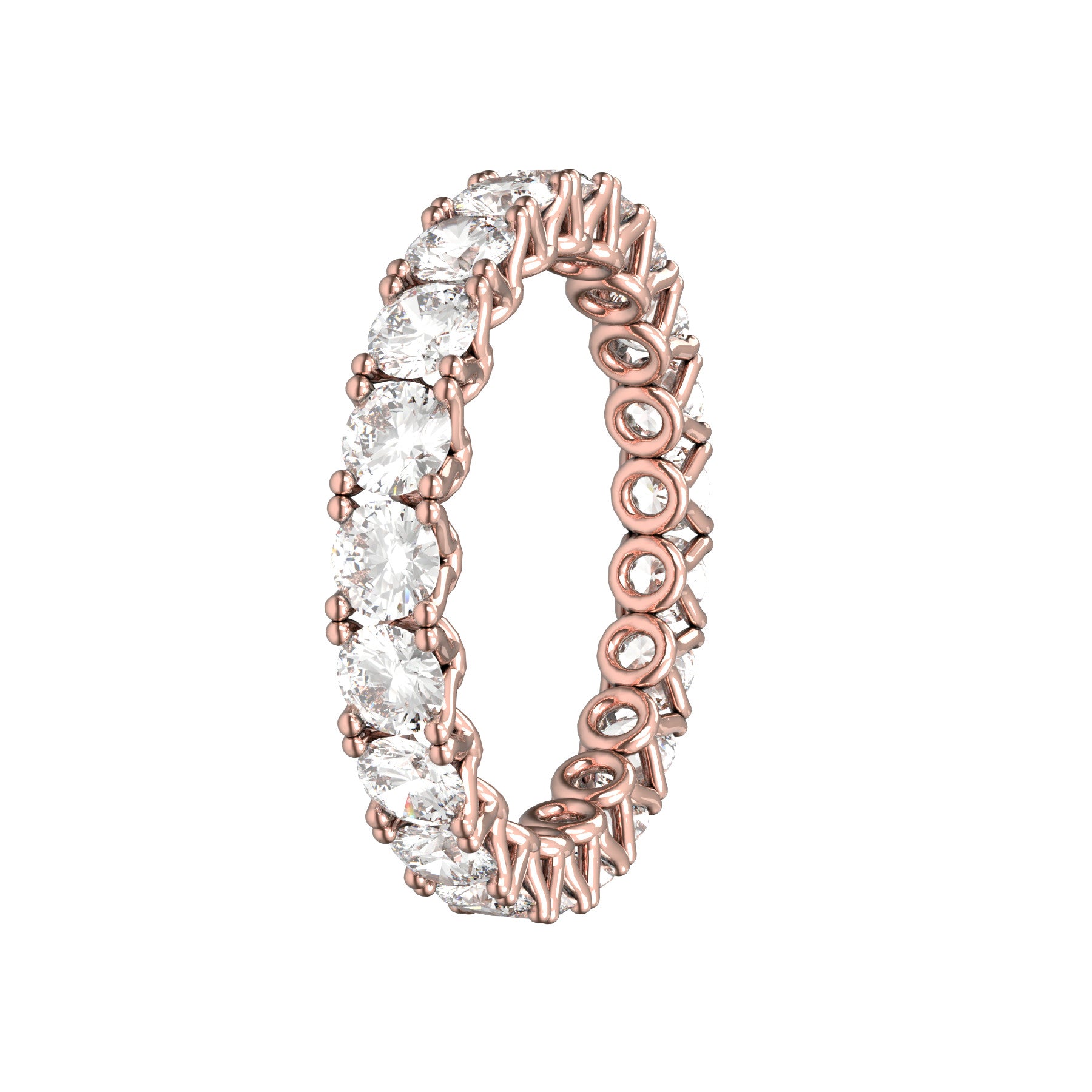 sweet hearts wedding band, 18 K pink gold, 0,10 natural diamonds, weight about 2,00 g. (0.07 oz), width 3,00 mm