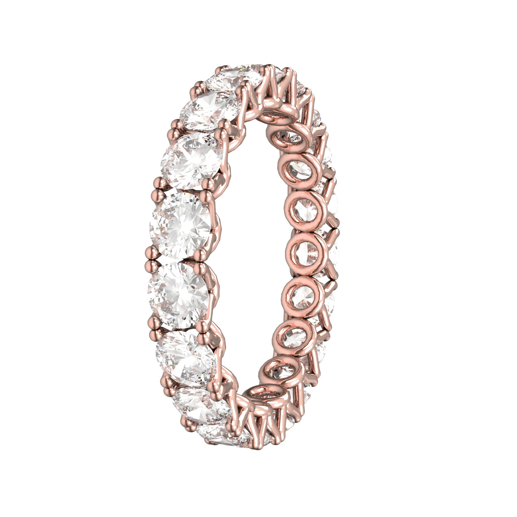 sweet hearts wedding band, 18 K pink gold, 0,13 natural diamonds, weight about 2,10 g. (0.07 oz), width 3,25 mm